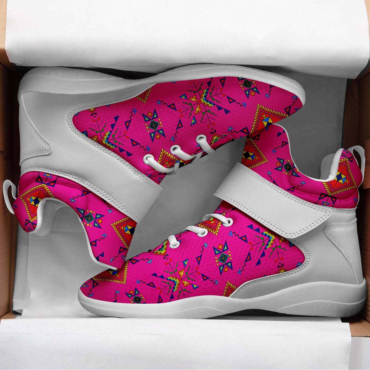 Buffalo Jump Pink Ipottaa Basketball / Sport High Top Shoes - White Sole