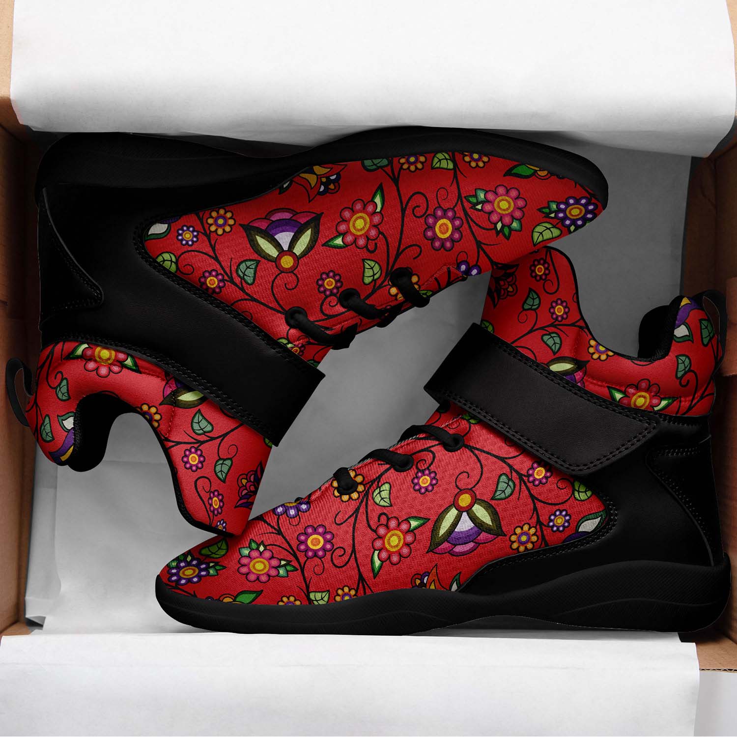 Heartbeat Petals Red Ipottaa Basketball / Sport High Top Shoes - Black Sole