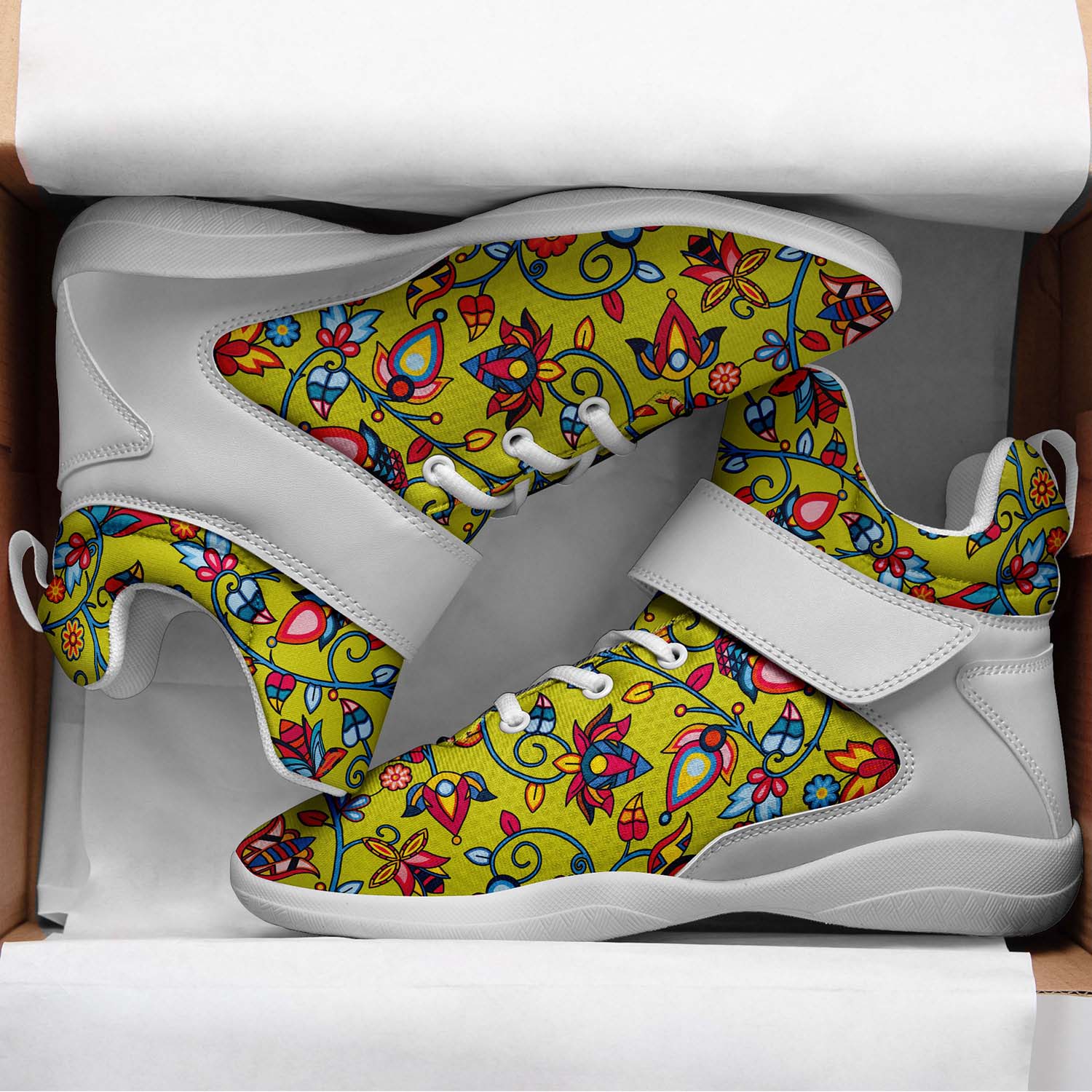 Thorny Path Yellow Ipottaa Basketball / Sport High Top Shoes - White Sole