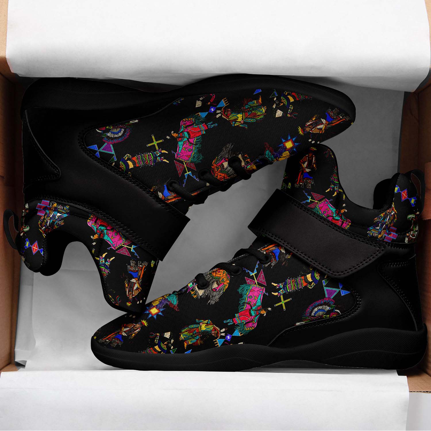 Grand Entry Dancers Black Ipottaa Basketball / Sport High Top Shoes - Black Sole