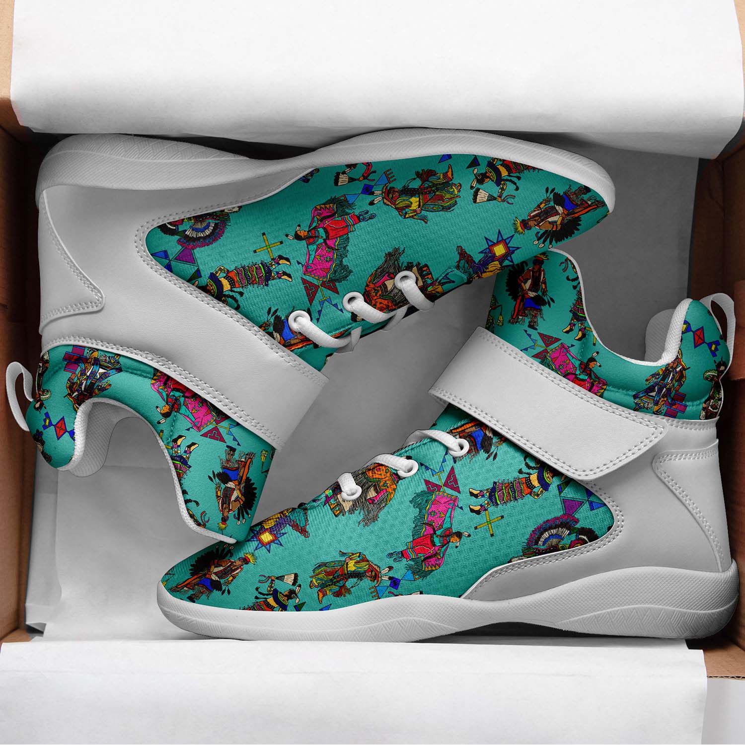 Grand Entry Dancers Eggshell Blue Ipottaa Basketball / Sport High Top Shoes - White Sole