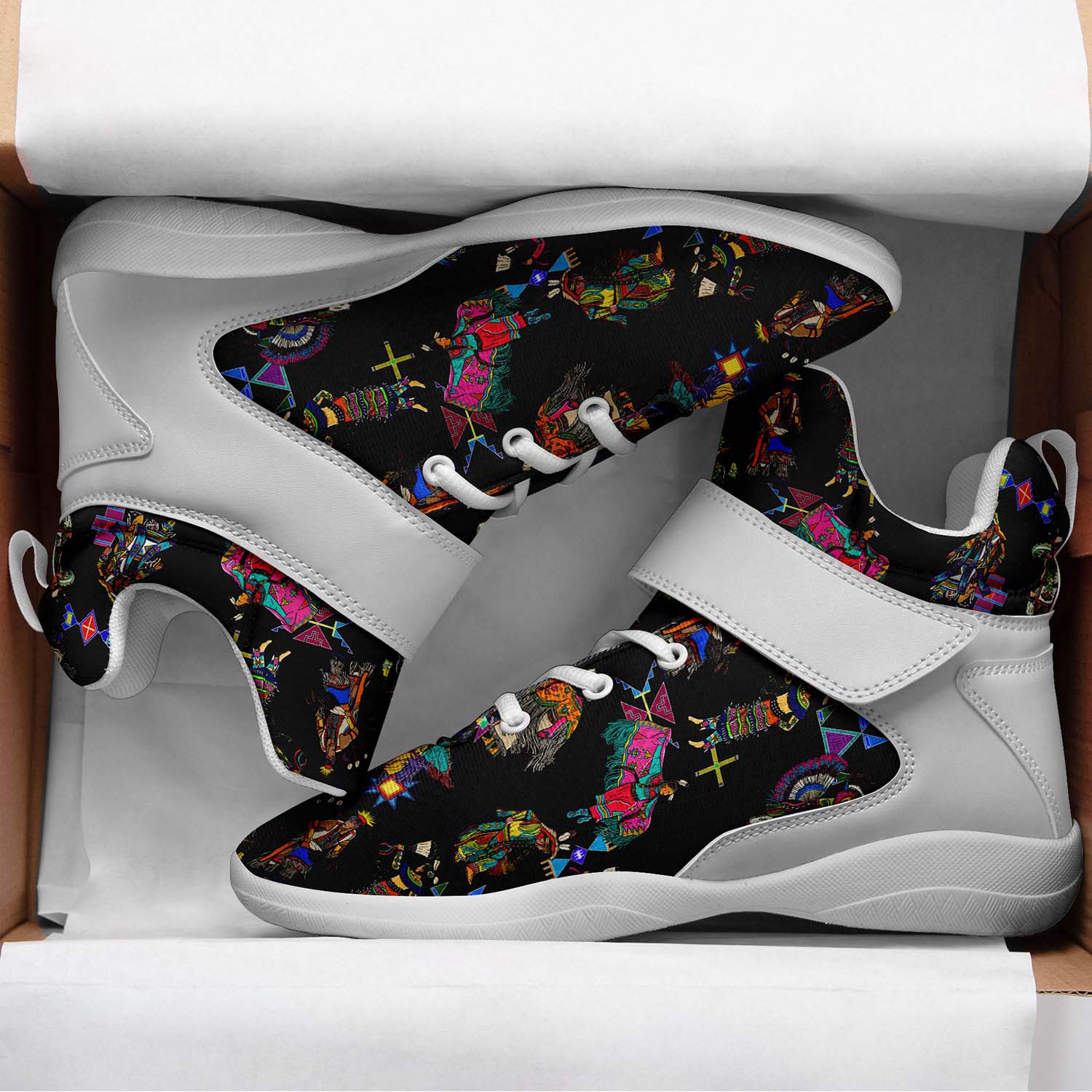 Grand Entry Dancers Black Ipottaa Basketball / Sport High Top Shoes - White Sole