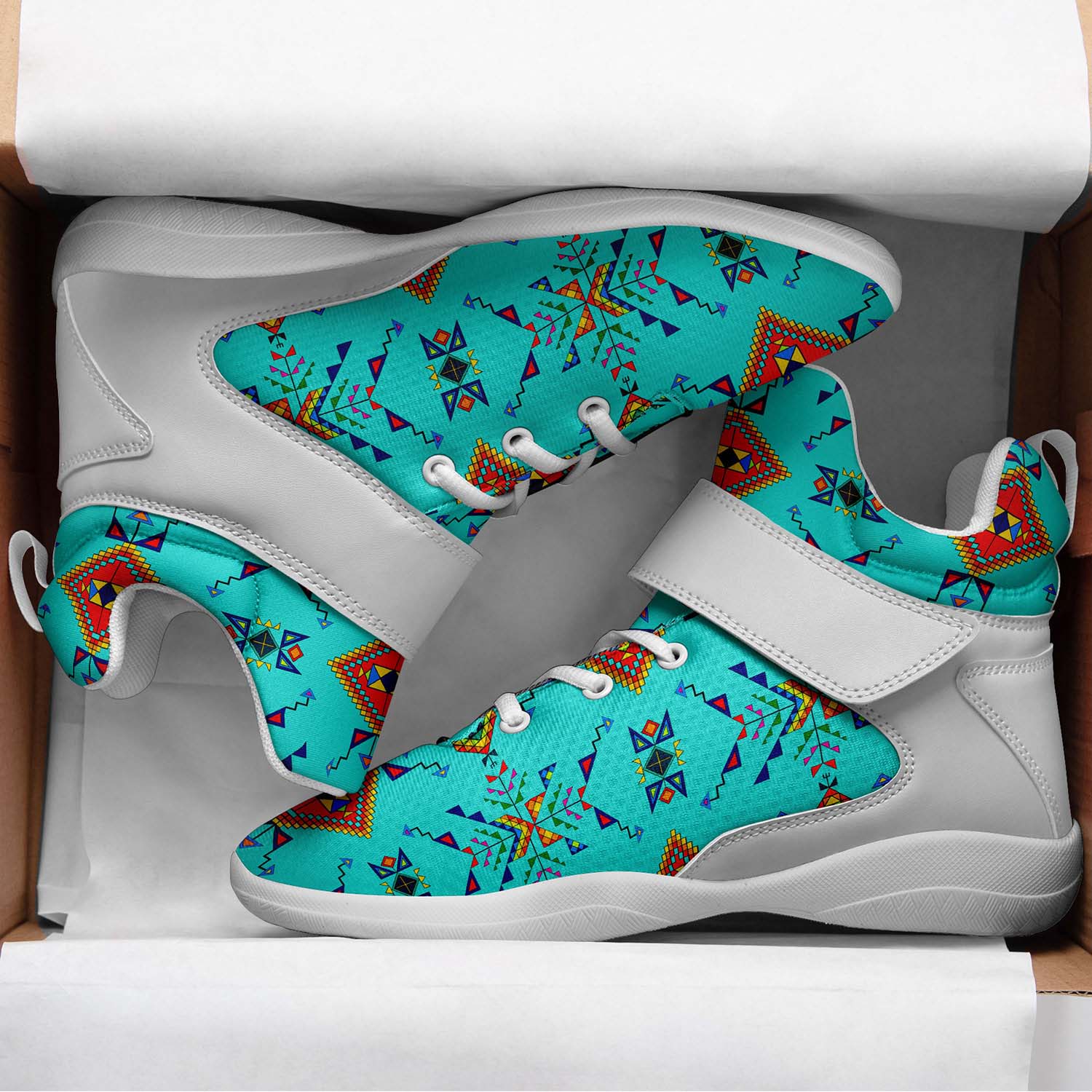 Buffalo Jump Turquoise Ipottaa Basketball / Sport High Top Shoes - White Sole