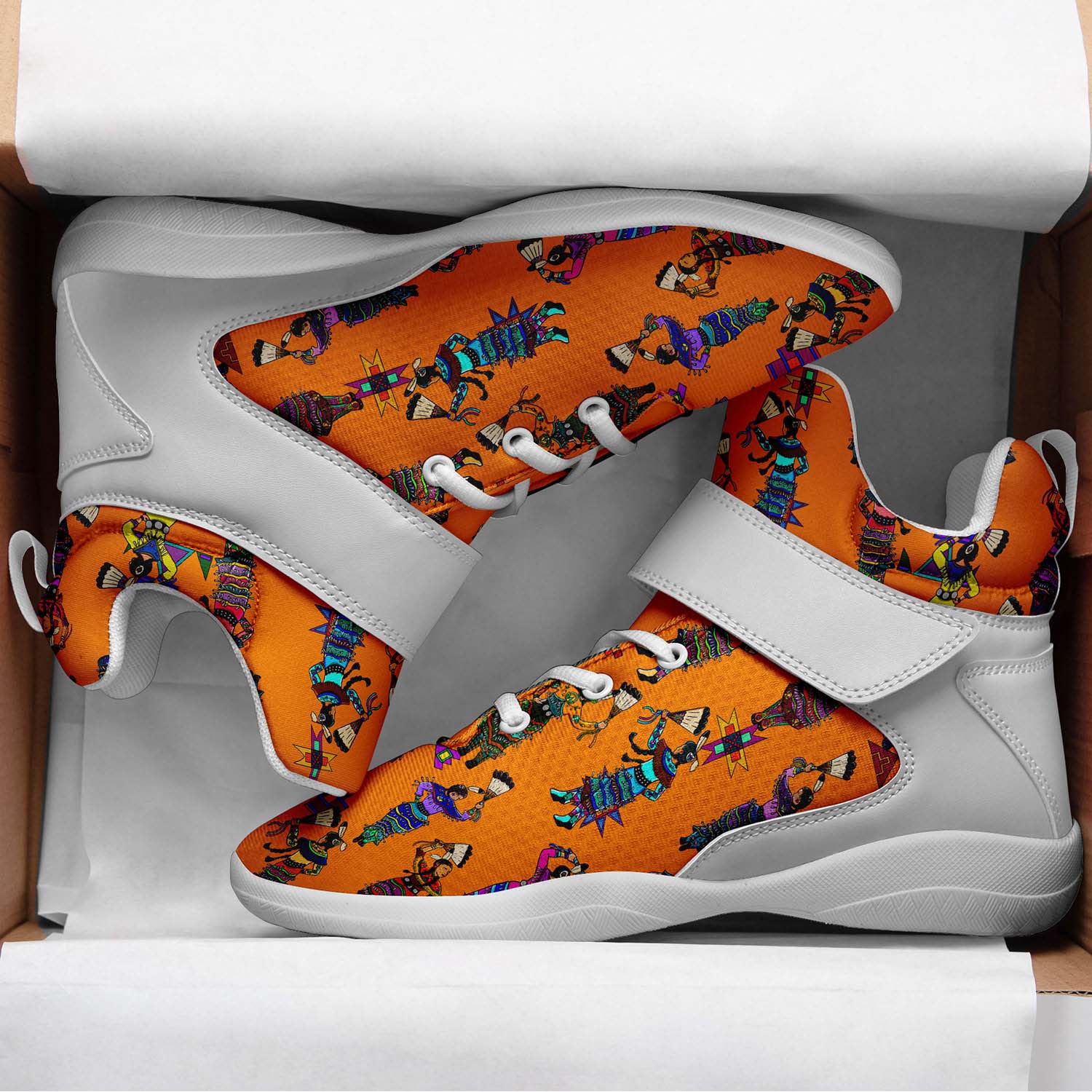 Women's Jingle Dancers Orange Ipottaa Basketball / Sport High Top Shoes - White Sole