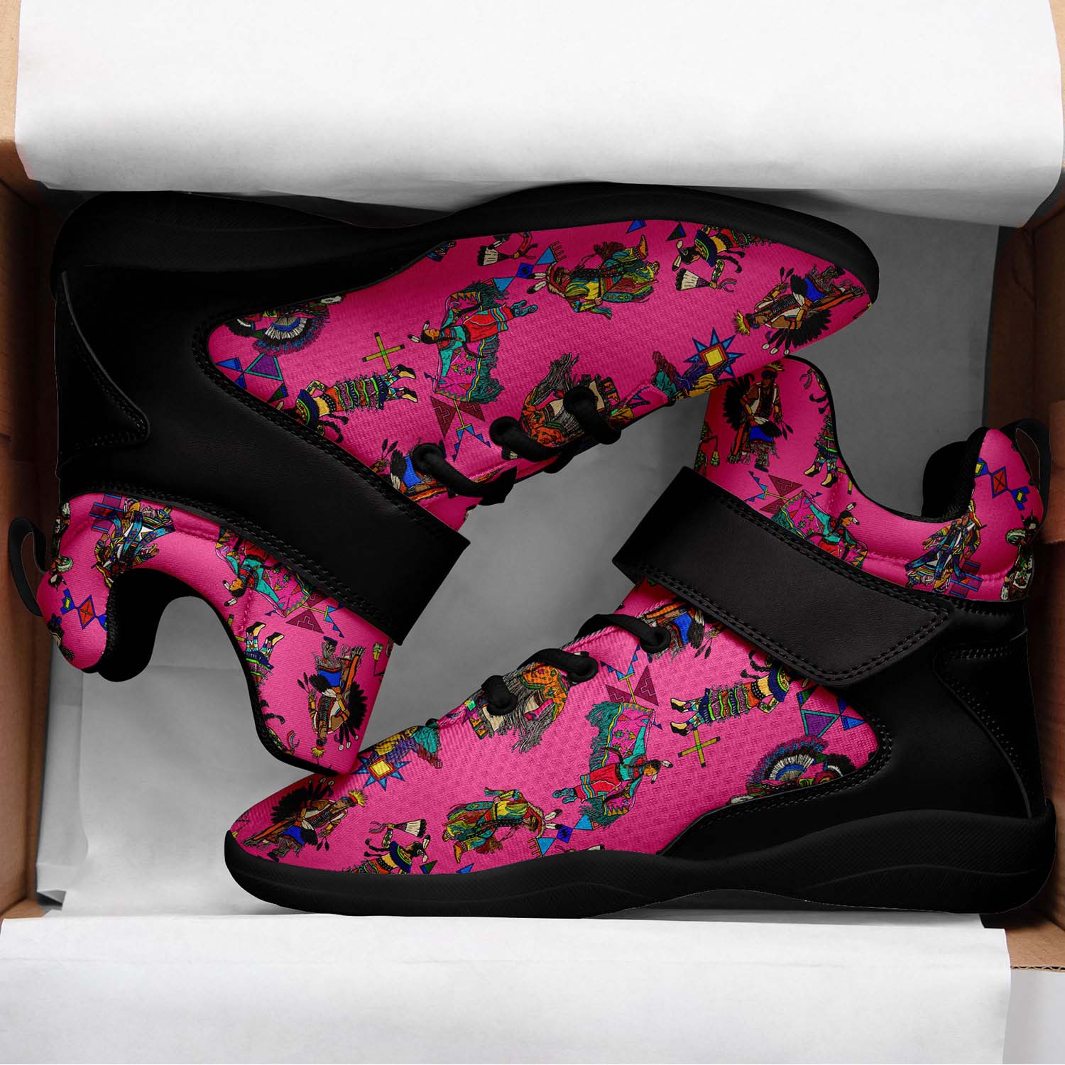 Grand Entry Dancer Pink Ipottaa Basketball / Sport High Top Shoes - Black Sole