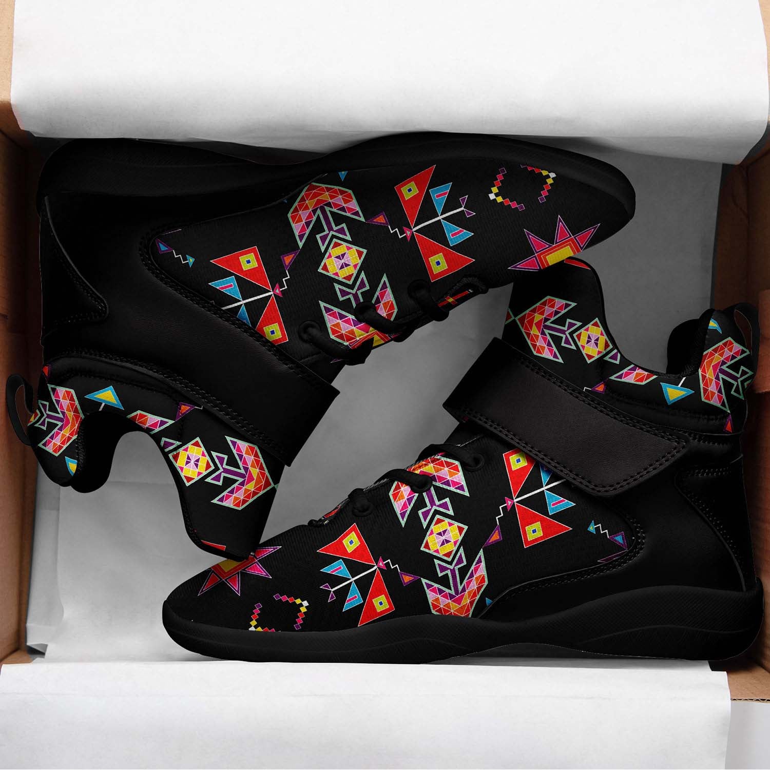 Scattered Generations Black Ipottaa Basketball / Sport High Top Shoes - Black Sole