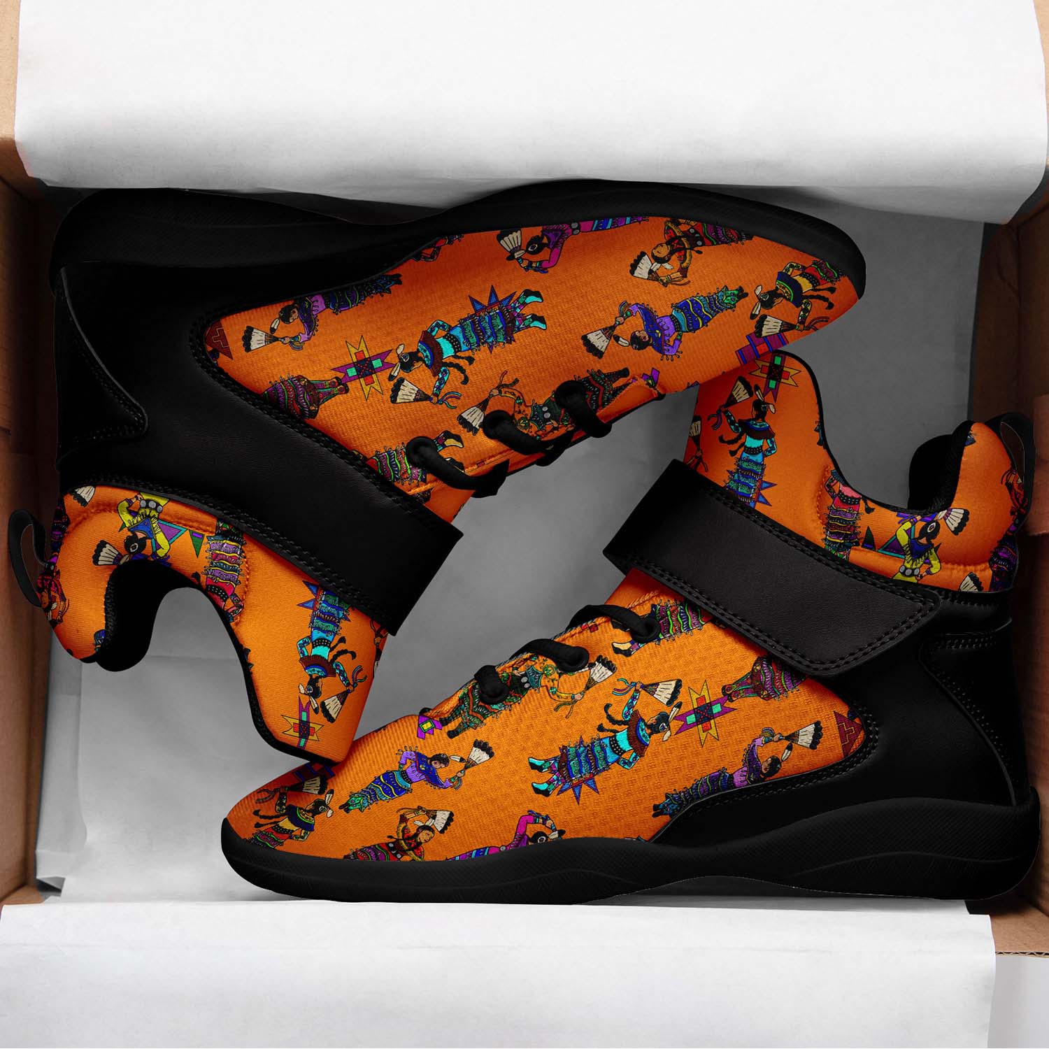 Women's Jingle Dancers Orange Ipottaa Basketball / Sport High Top Shoes - Black Sole