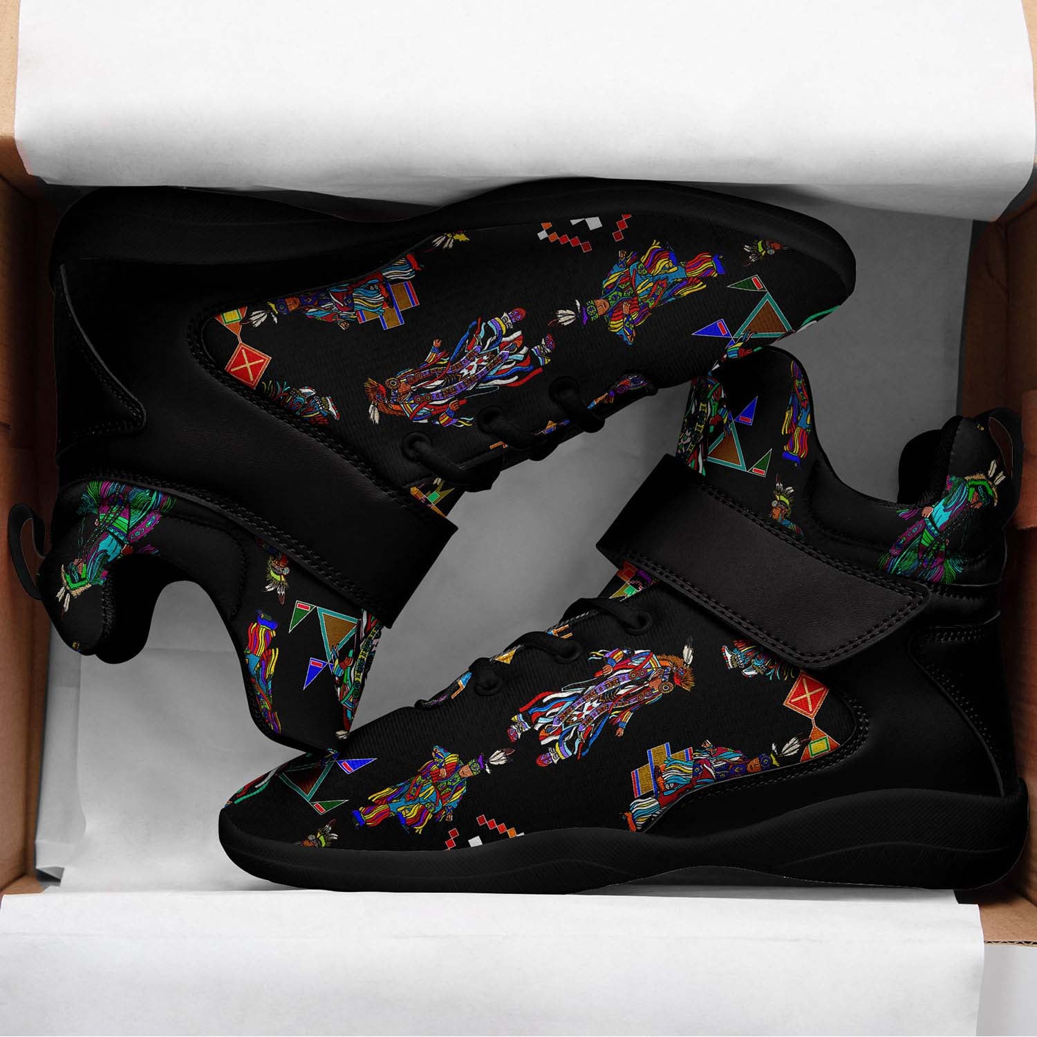 Men's Grass Dancers Black Ipottaa Basketball / Sport High Top Shoes - Black Sole
