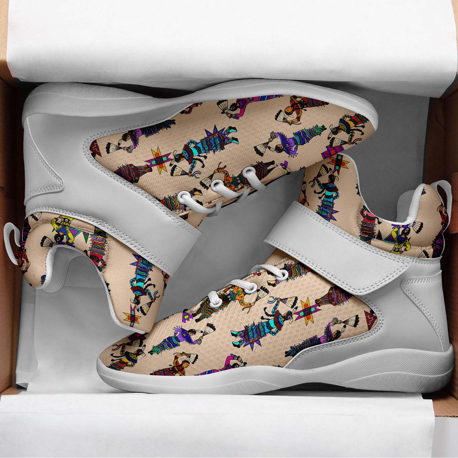 Women's Jingle Dancers Muslin Ipottaa Basketball / Sport High Top Shoes - White Sole