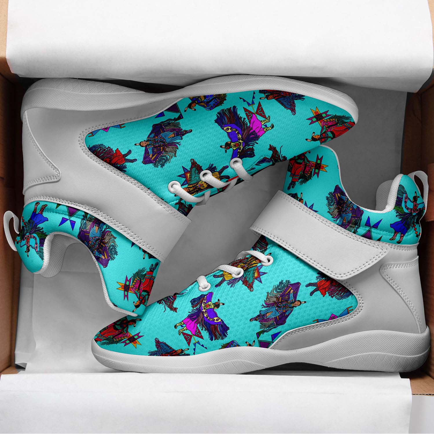 Women's Fancy Dancers Turquoise Ipottaa Basketball / Sport High Top Shoes - White Sole