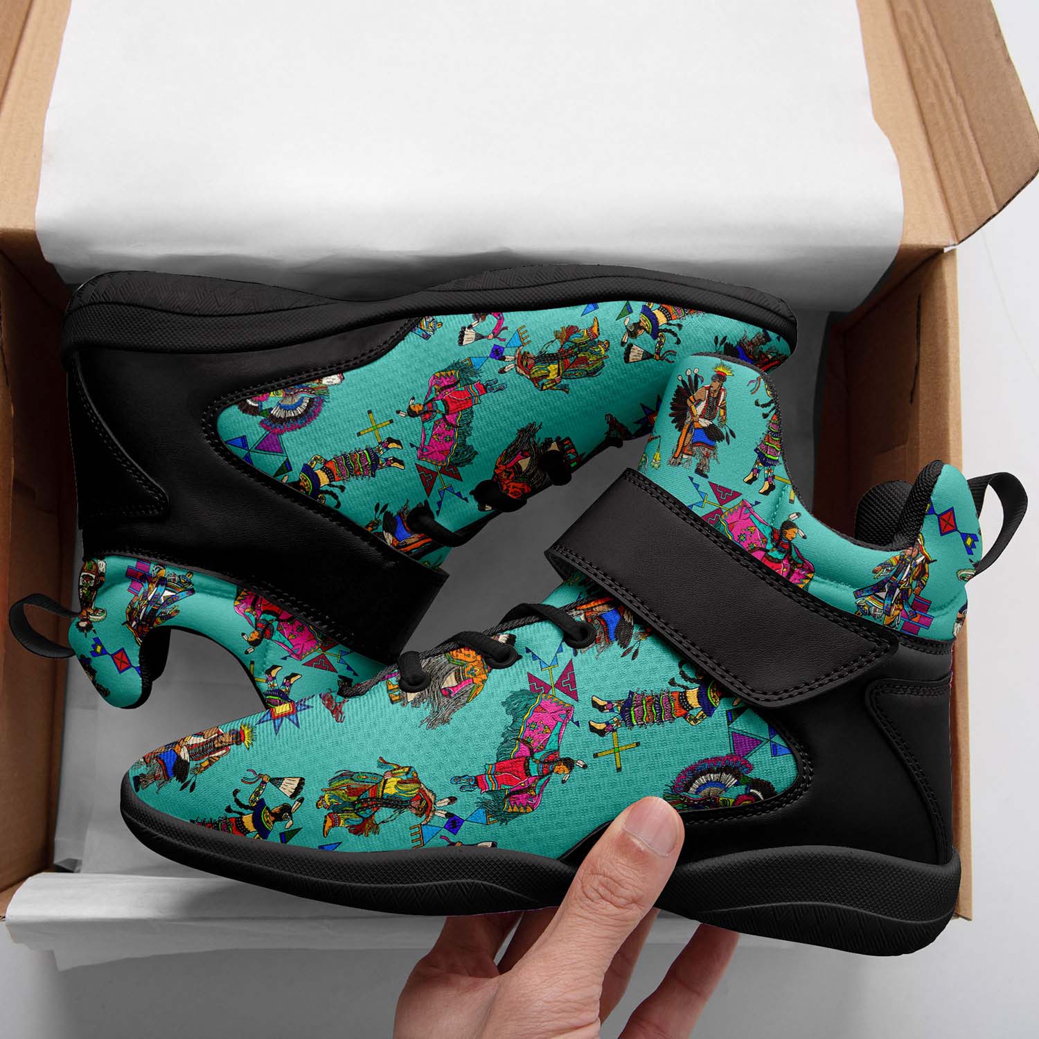Grand Entry Dancers Eggshell Blue Ipottaa Basketball / Sport High Top Shoes - Black Sole