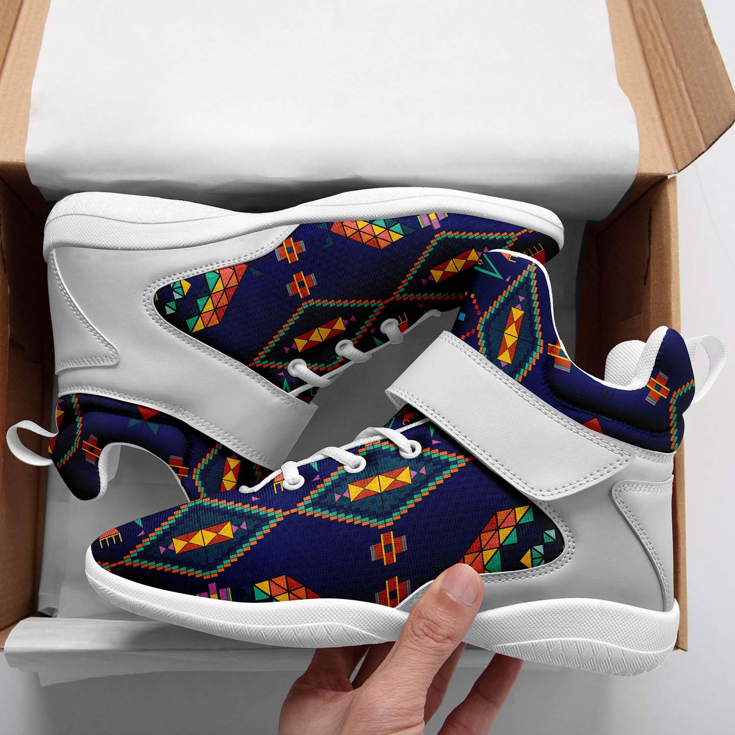 Travois Tipi Blue Ipottaa Basketball / Sport High Top Shoes - White Sole