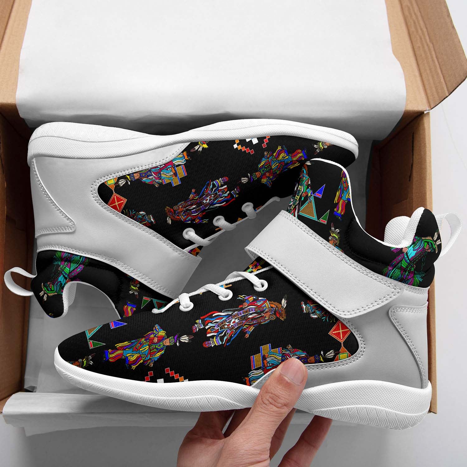 Men's Grass Dancers Black Ipottaa Basketball / Sport High Top Shoes - White Sole