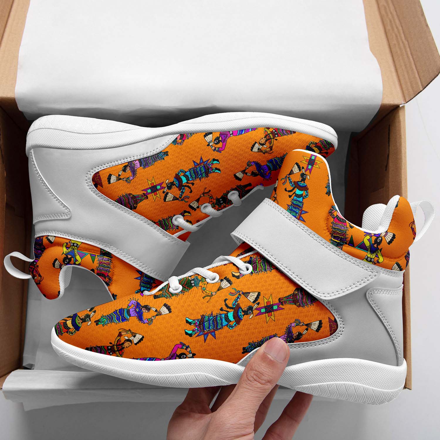 Women's Jingle Dancers Orange Ipottaa Basketball / Sport High Top Shoes - White Sole
