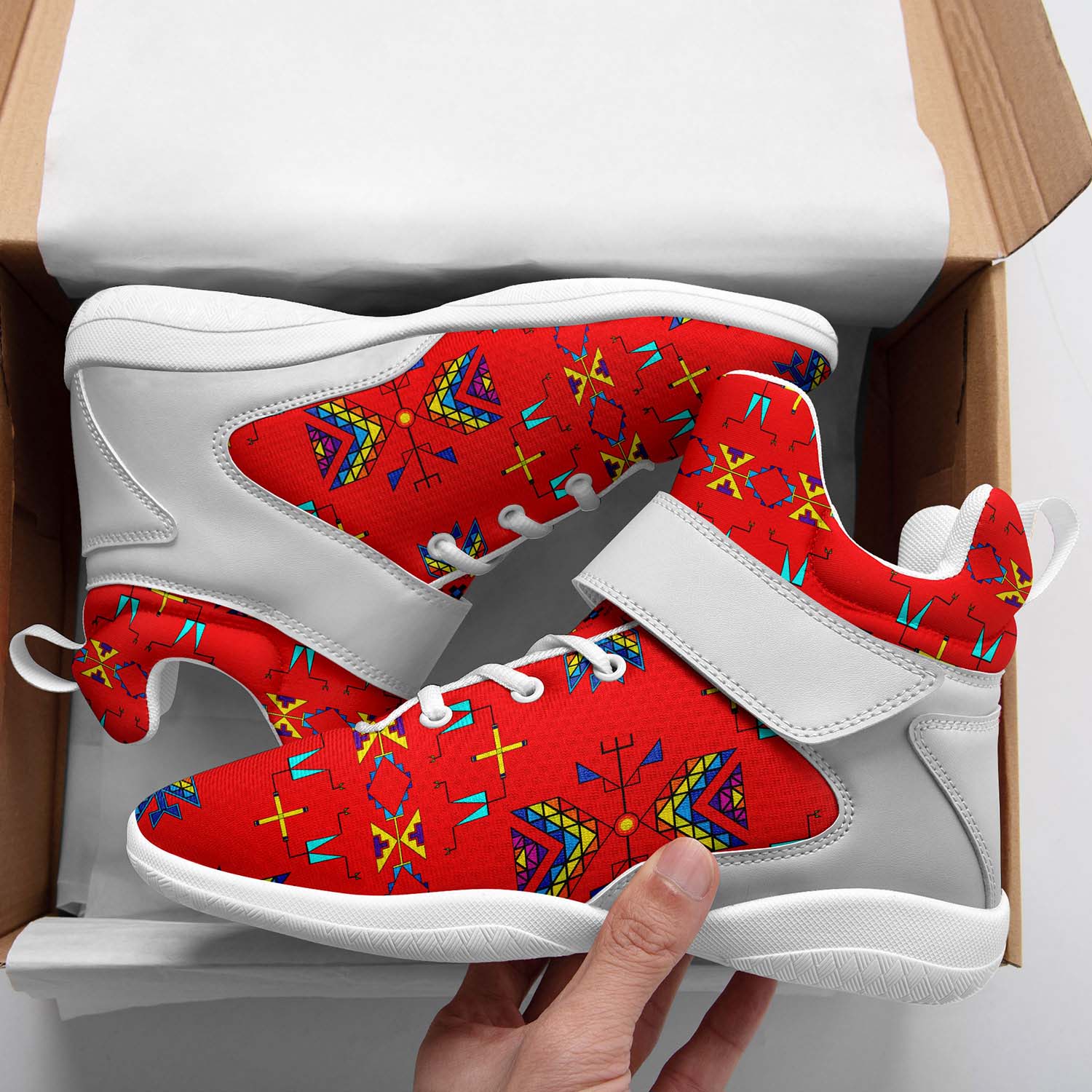 Rainy Chief Rainbow Red Ipottaa Basketball / Sport High Top Shoes - White Sole