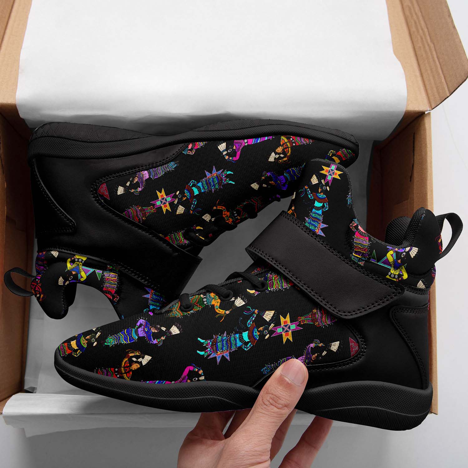 Women's Jingle Dancers Black Ipottaa Basketball / Sport High Top Shoes - Black Sole