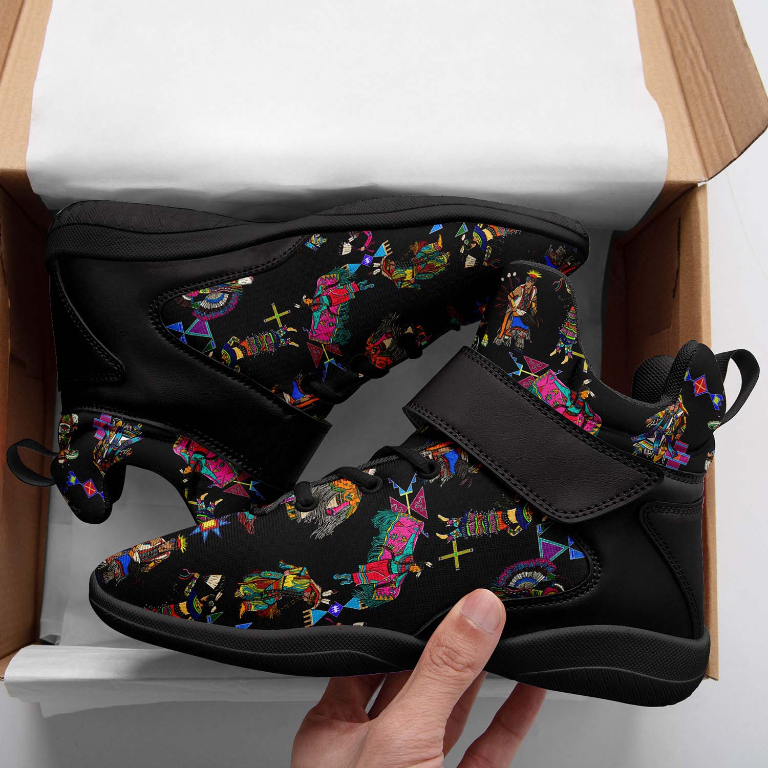 Grand Entry Dancers Black Ipottaa Basketball / Sport High Top Shoes - Black Sole