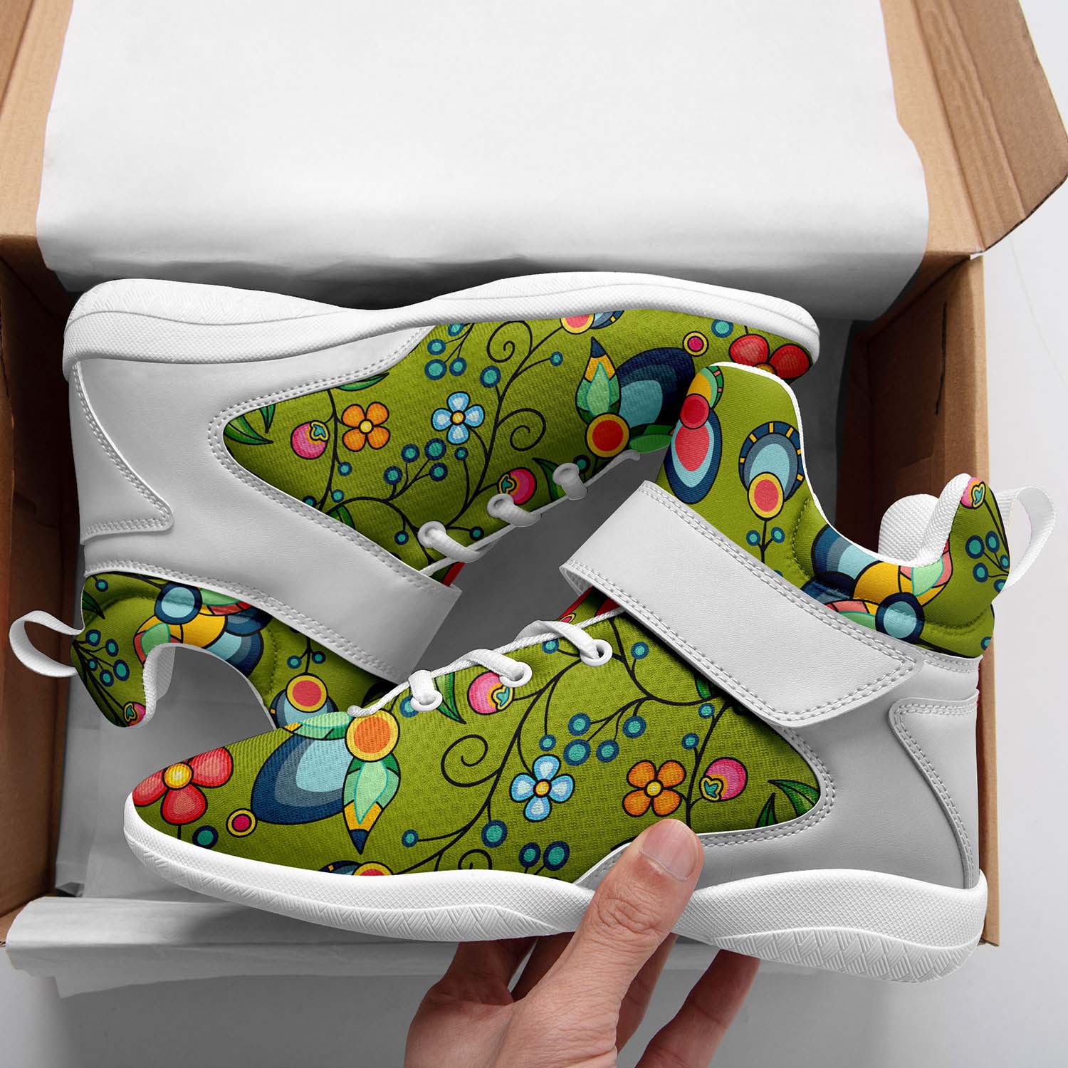 Floral Bounty Sweetgrass Ipottaa Basketball / Sport High Top Shoes - White Sole