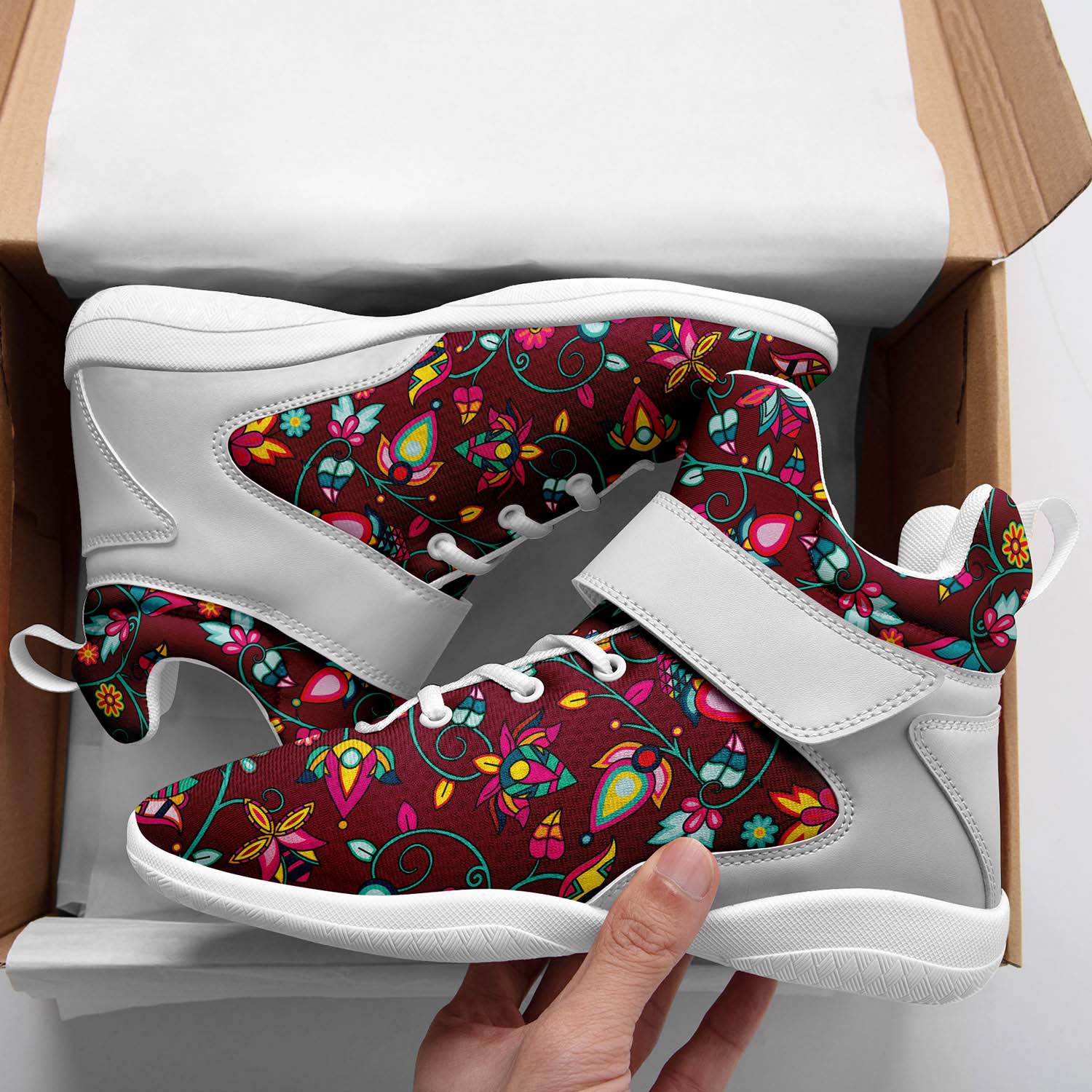 Thorny Path Cranberry Ipottaa Basketball / Sport High Top Shoes - White Sole