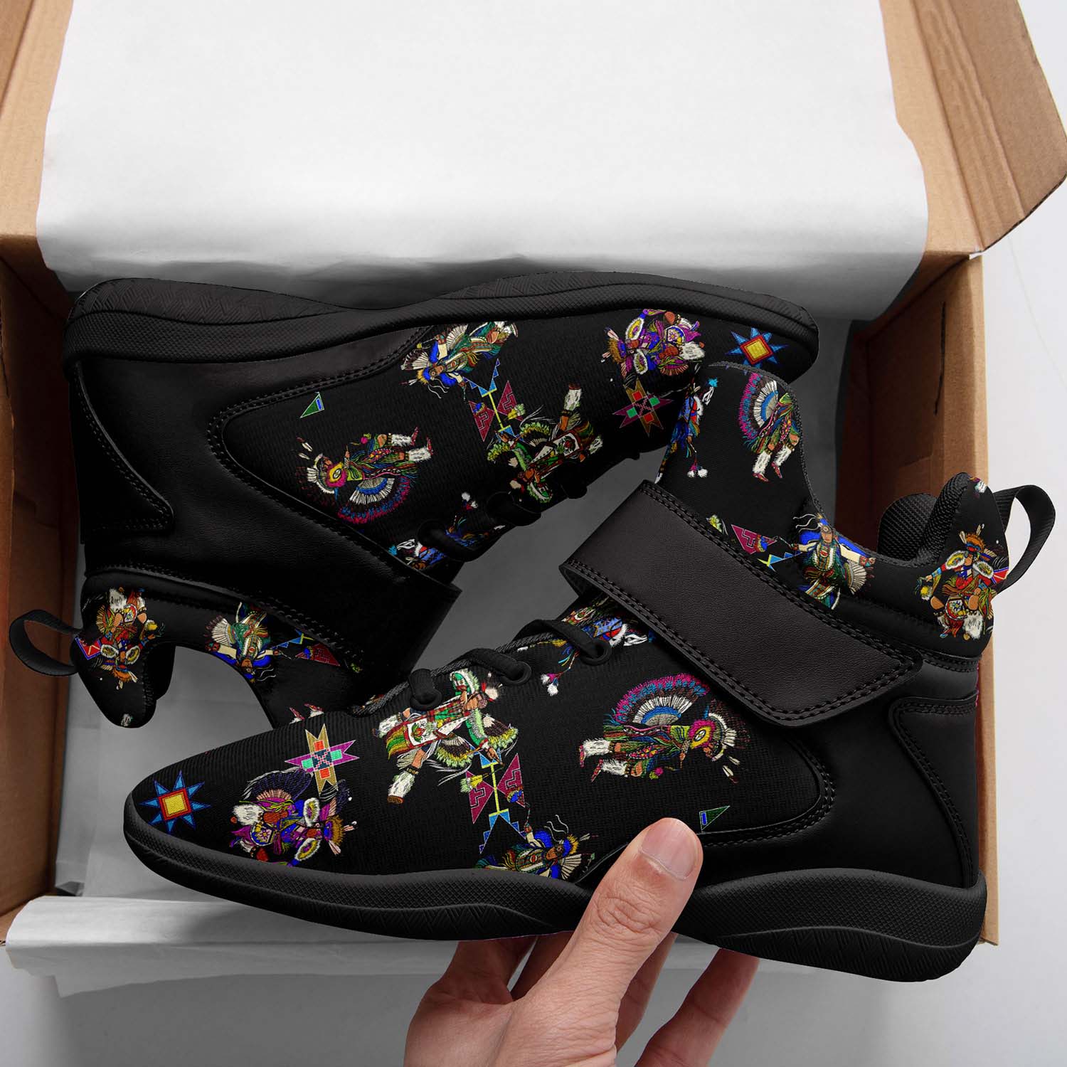 Men's Fancy Dancer Black Ipottaa Basketball / Sport High Top Shoes - Black Sole