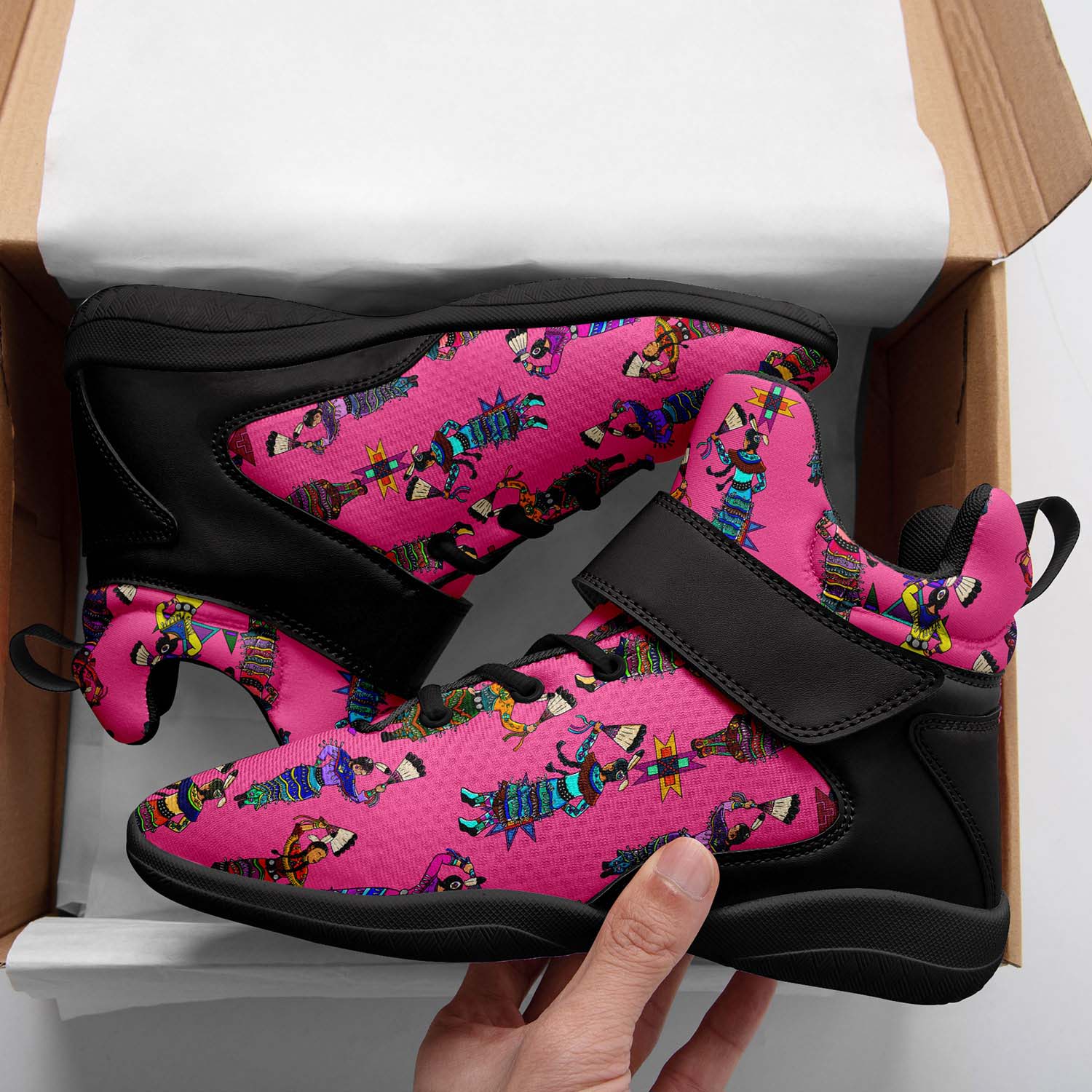 Women's Jingle Dancers Pink Ipottaa Basketball / Sport High Top Shoes - Black Sole