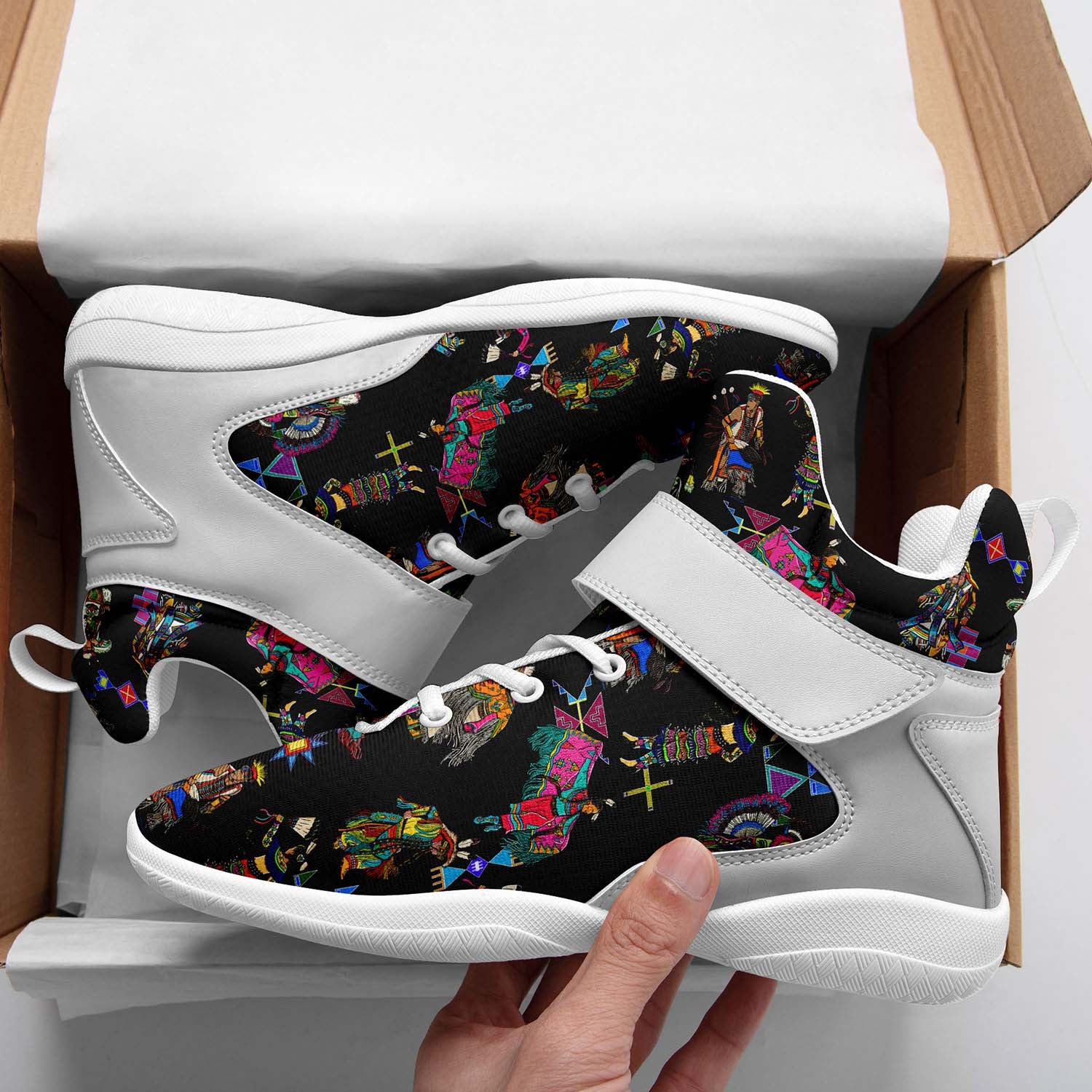 Grand Entry Dancers Black Ipottaa Basketball / Sport High Top Shoes - White Sole