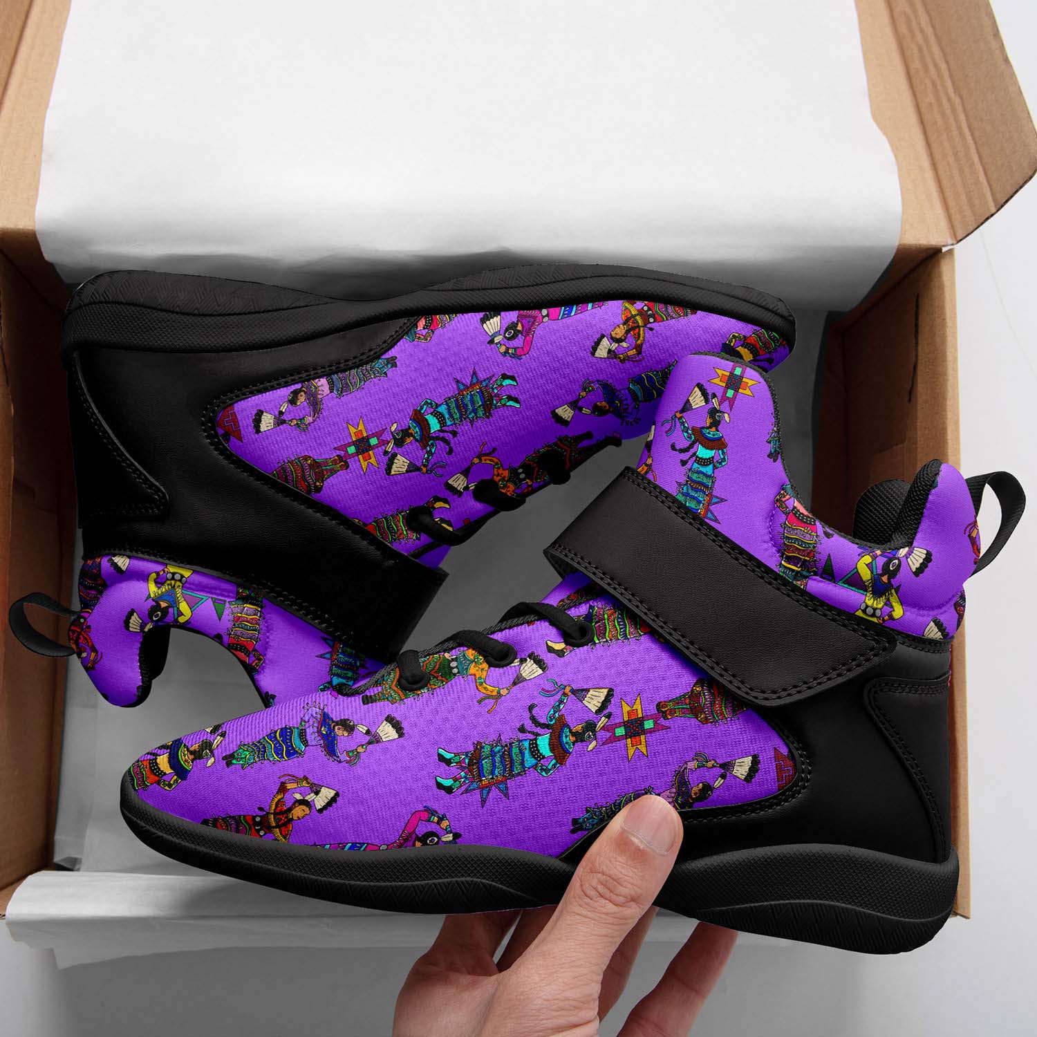 Women's Jingle Dancers Purple Ipottaa Basketball / Sport High Top Shoes - Black Sole