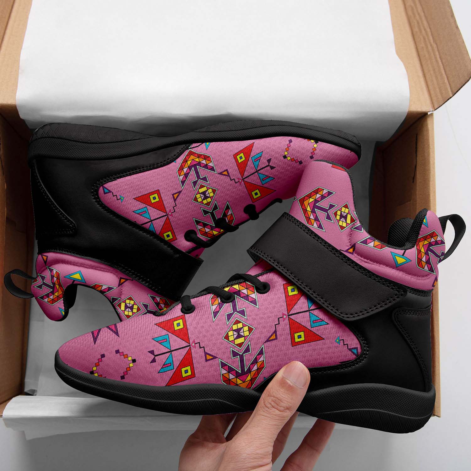 Scattered Generations Pink Ipottaa Basketball / Sport High Top Shoes - Black Sole