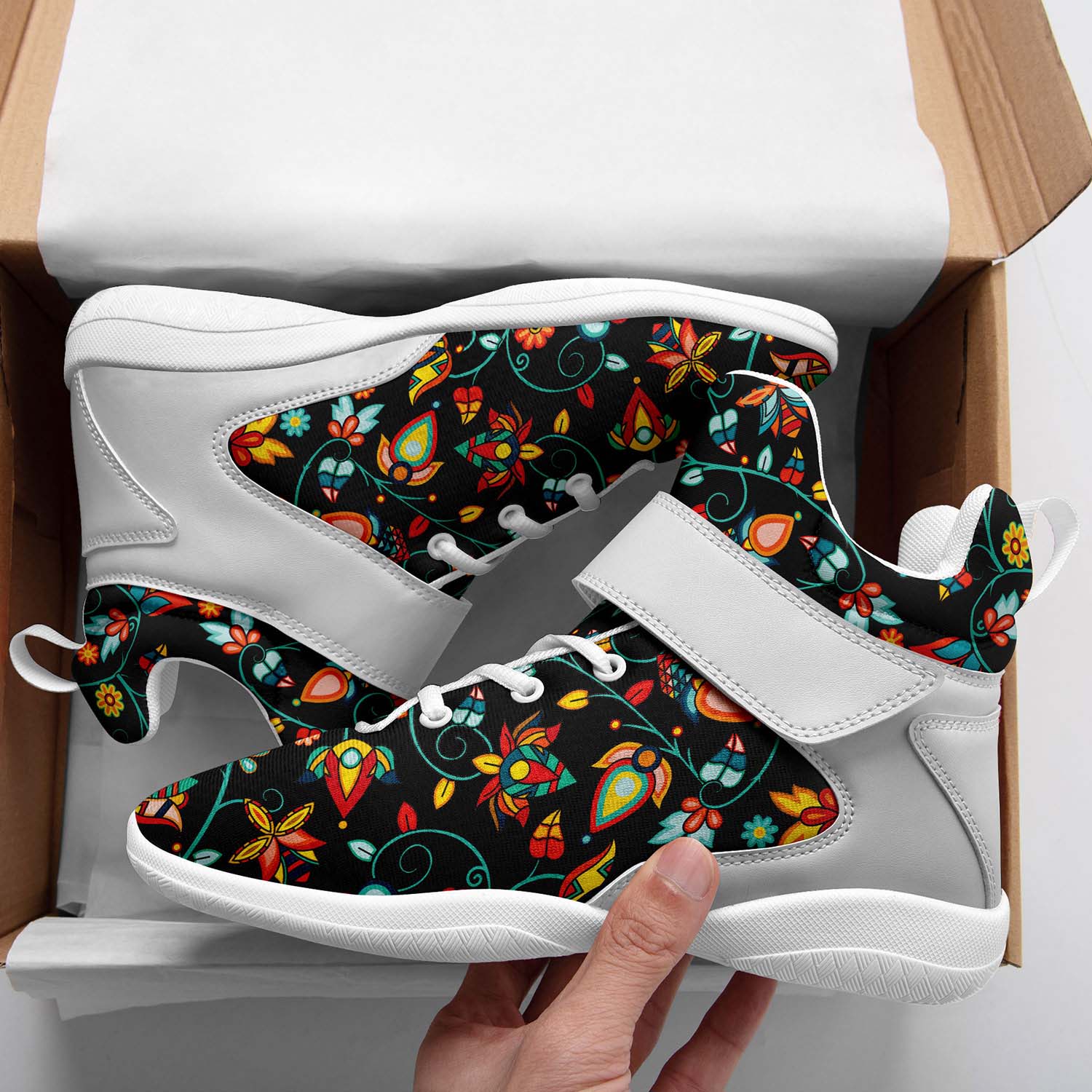 Thorny Path Black Ipottaa Basketball / Sport High Top Shoes - White Sole