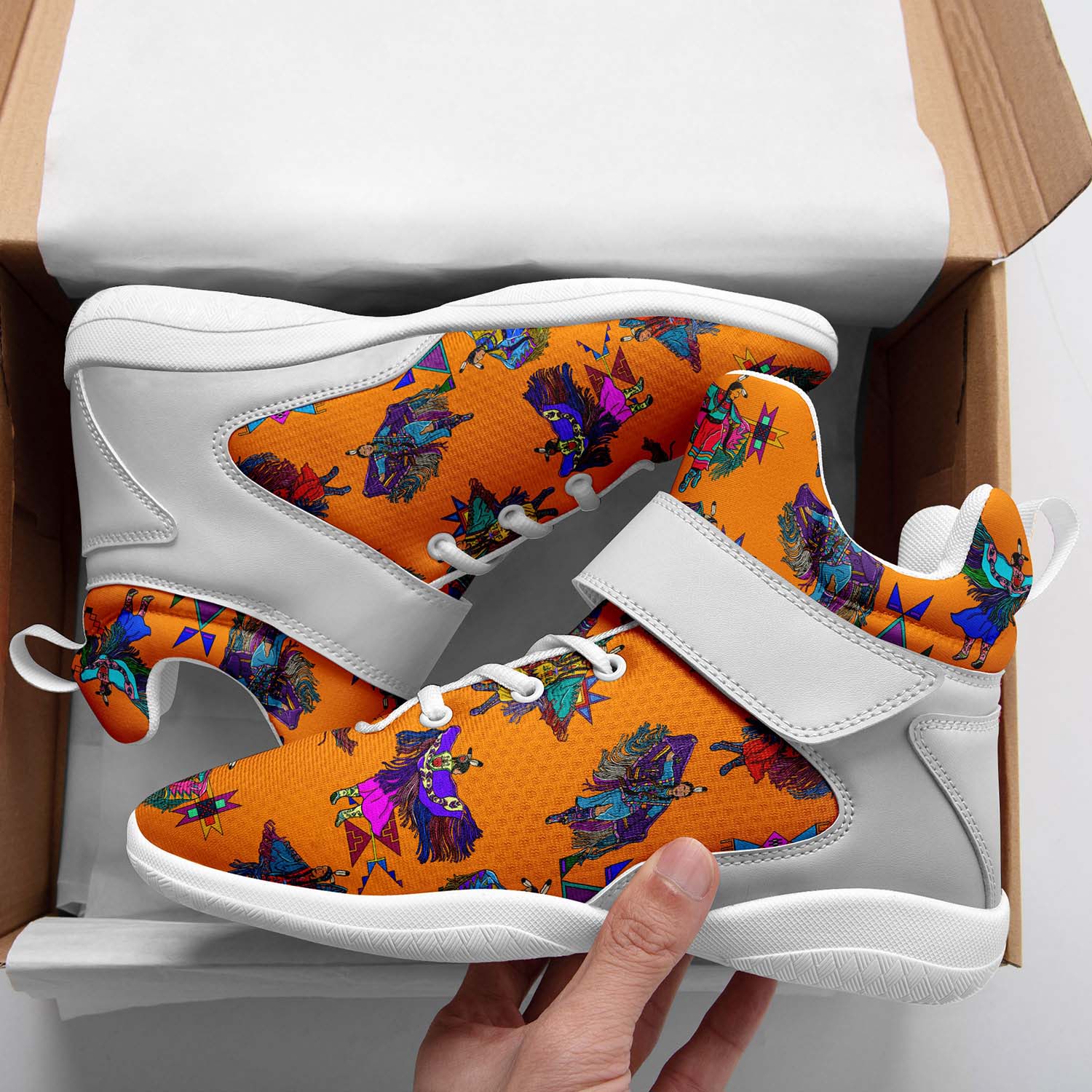 Women's Fancy Dancers Orange Ipottaa Basketball / Sport High Top Shoes - White Sole