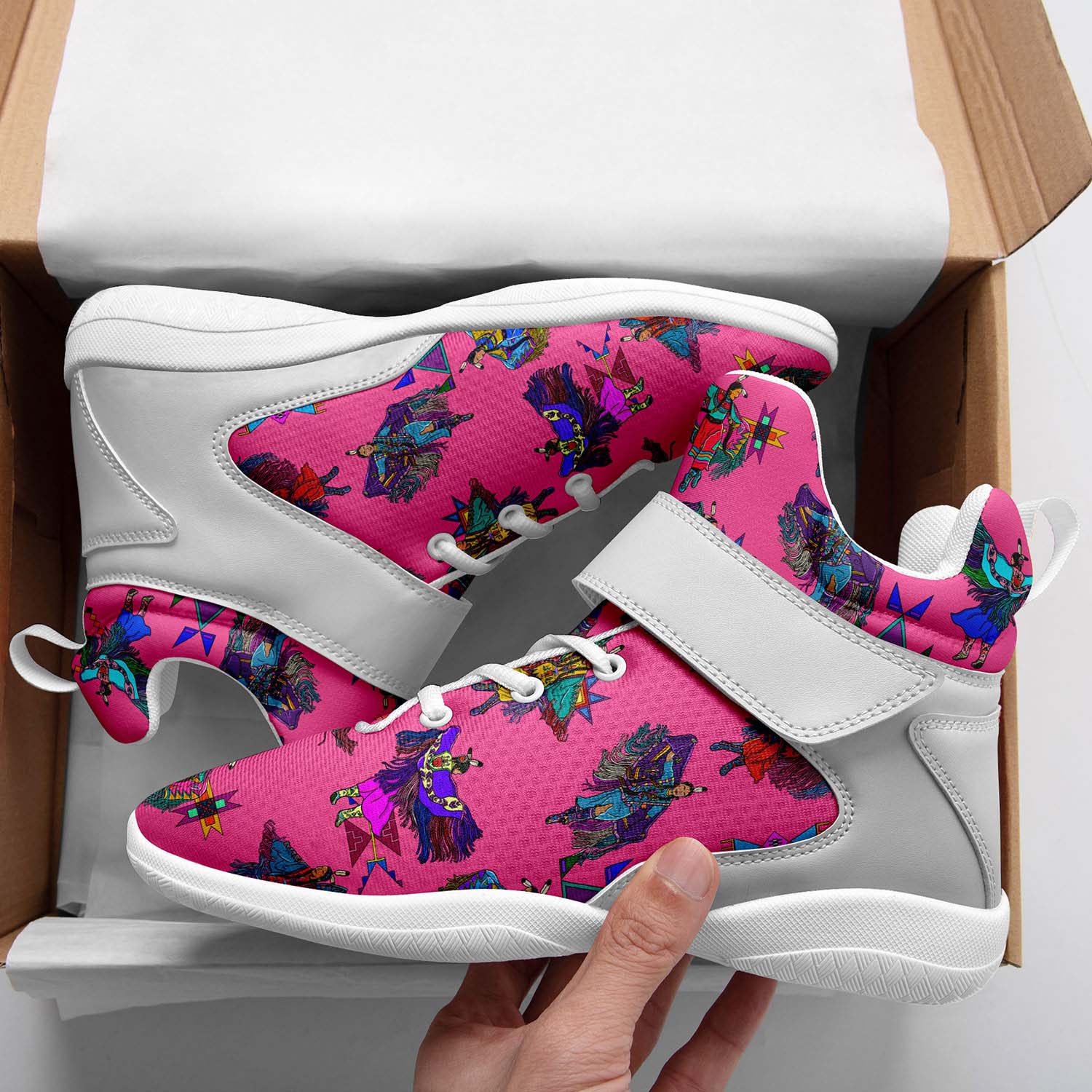 Women's Fancy Dancers Pink Ipottaa Basketball / Sport High Top Shoes - White Sole