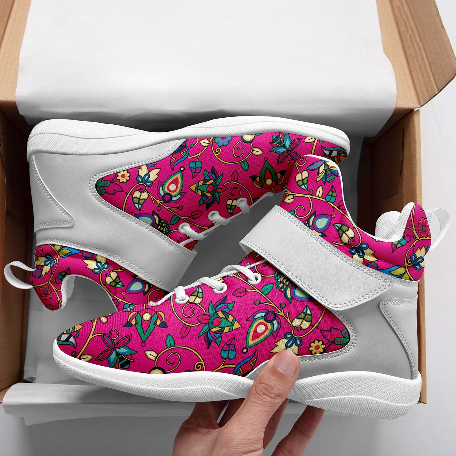 Thorny Path Pink Ipottaa Basketball / Sport High Top Shoes - White Sole