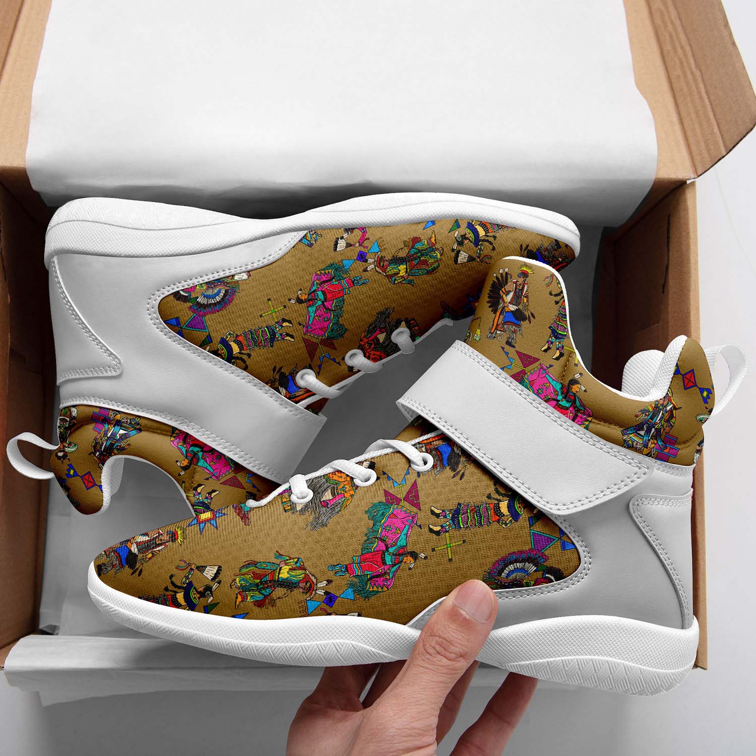 Grand Entry Dancers Earth Ipottaa Basketball / Sport High Top Shoes - White Sole
