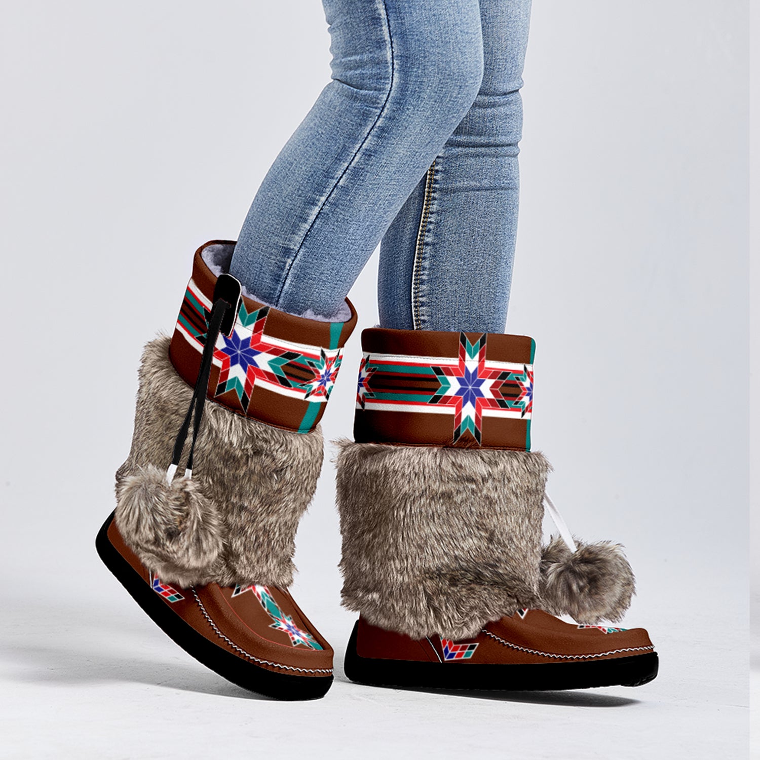 Harvest Bloom Leather MocLux Short Style with Fur