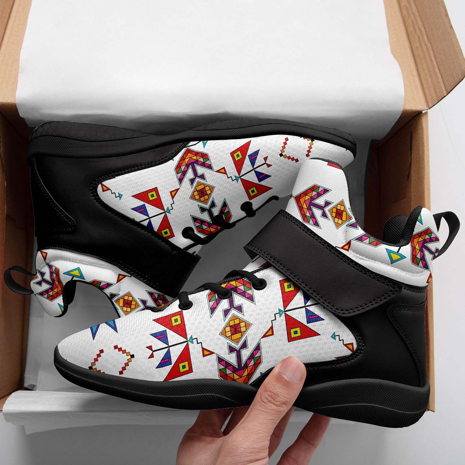 Scattered Generations White Ipottaa Basketball / Sport High Top Shoes - Black Sole