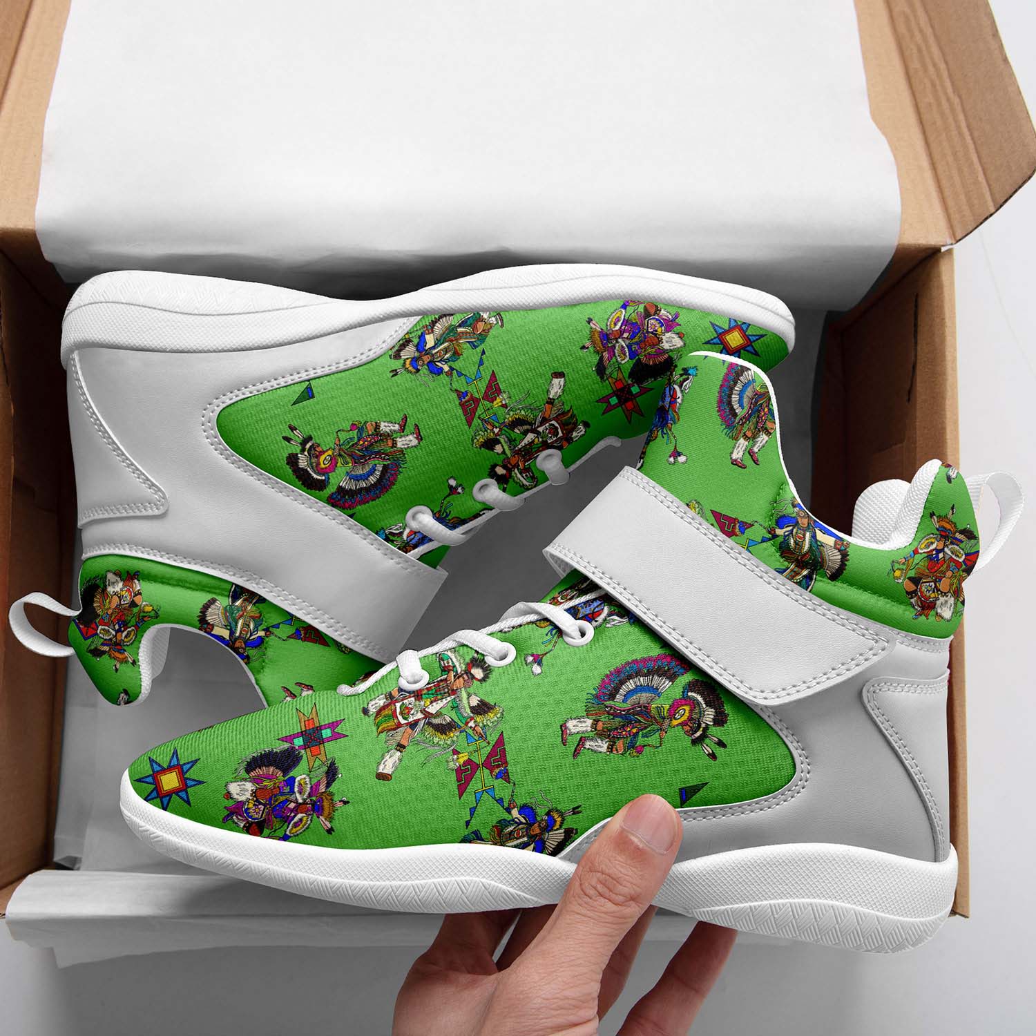 Men's Fancy Dancers Grass Ipottaa Basketball / Sport High Top Shoes - White Sole