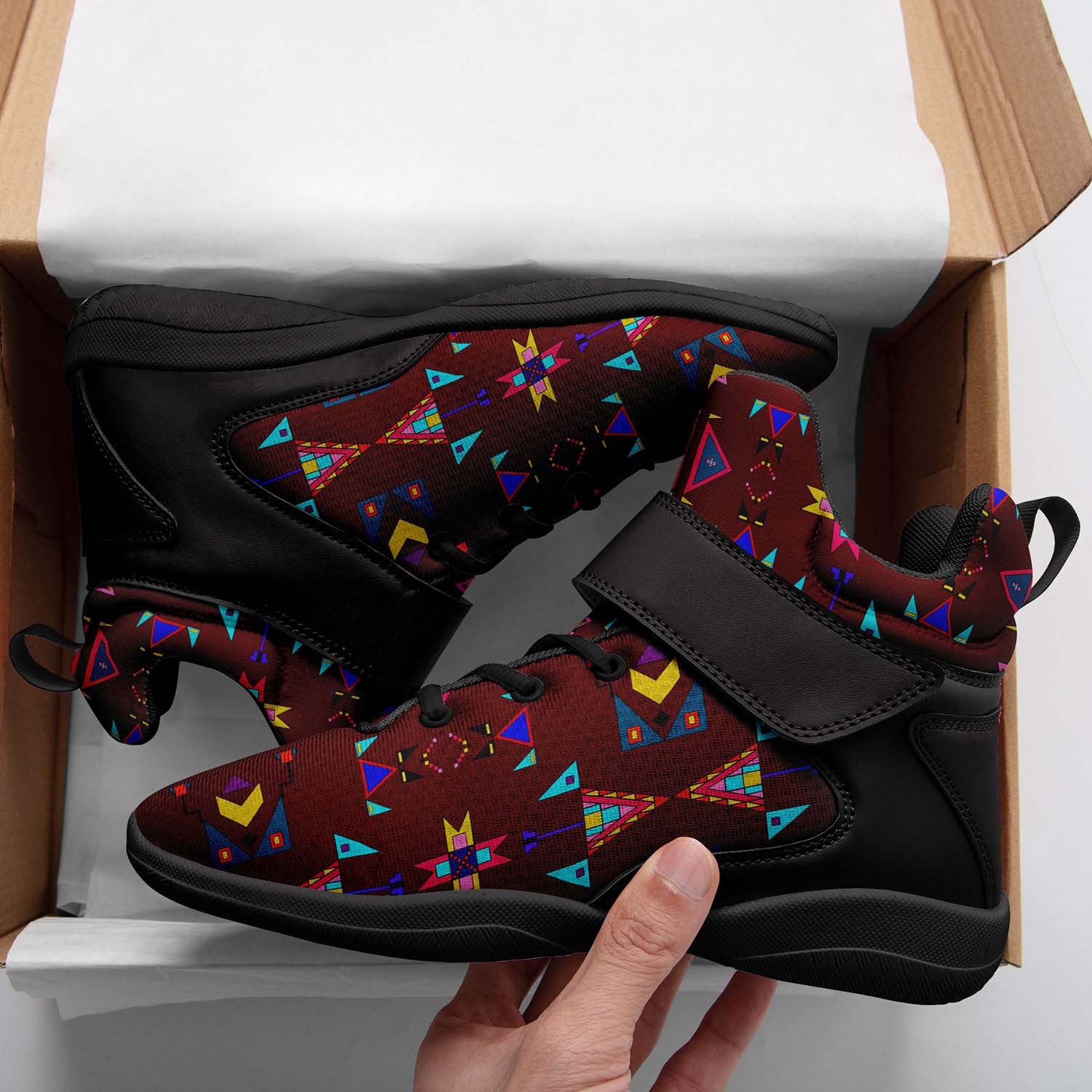 Enemy Territory Maroon Ipottaa Basketball / Sport High Top Shoes - Black Sole