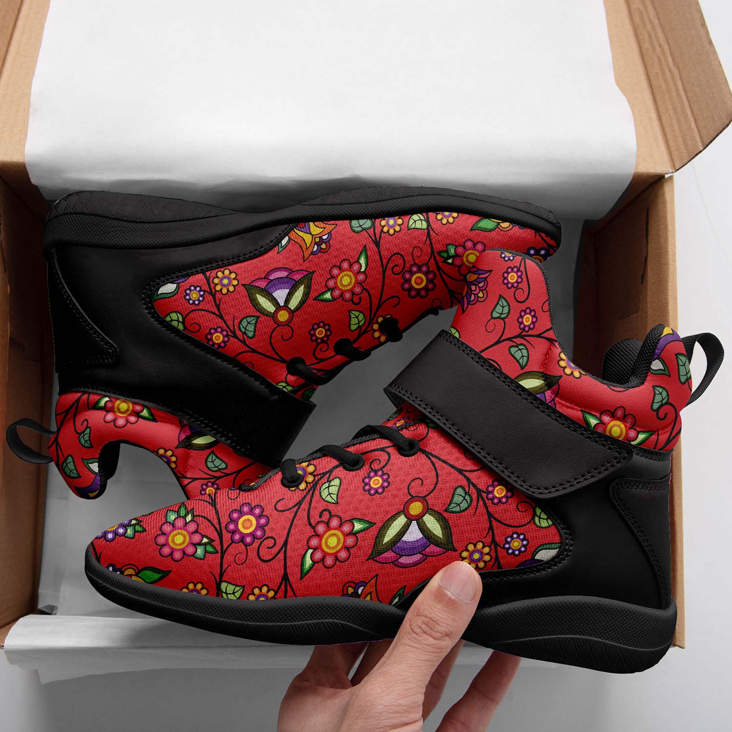 Heartbeat Petals Red Ipottaa Basketball / Sport High Top Shoes - Black Sole