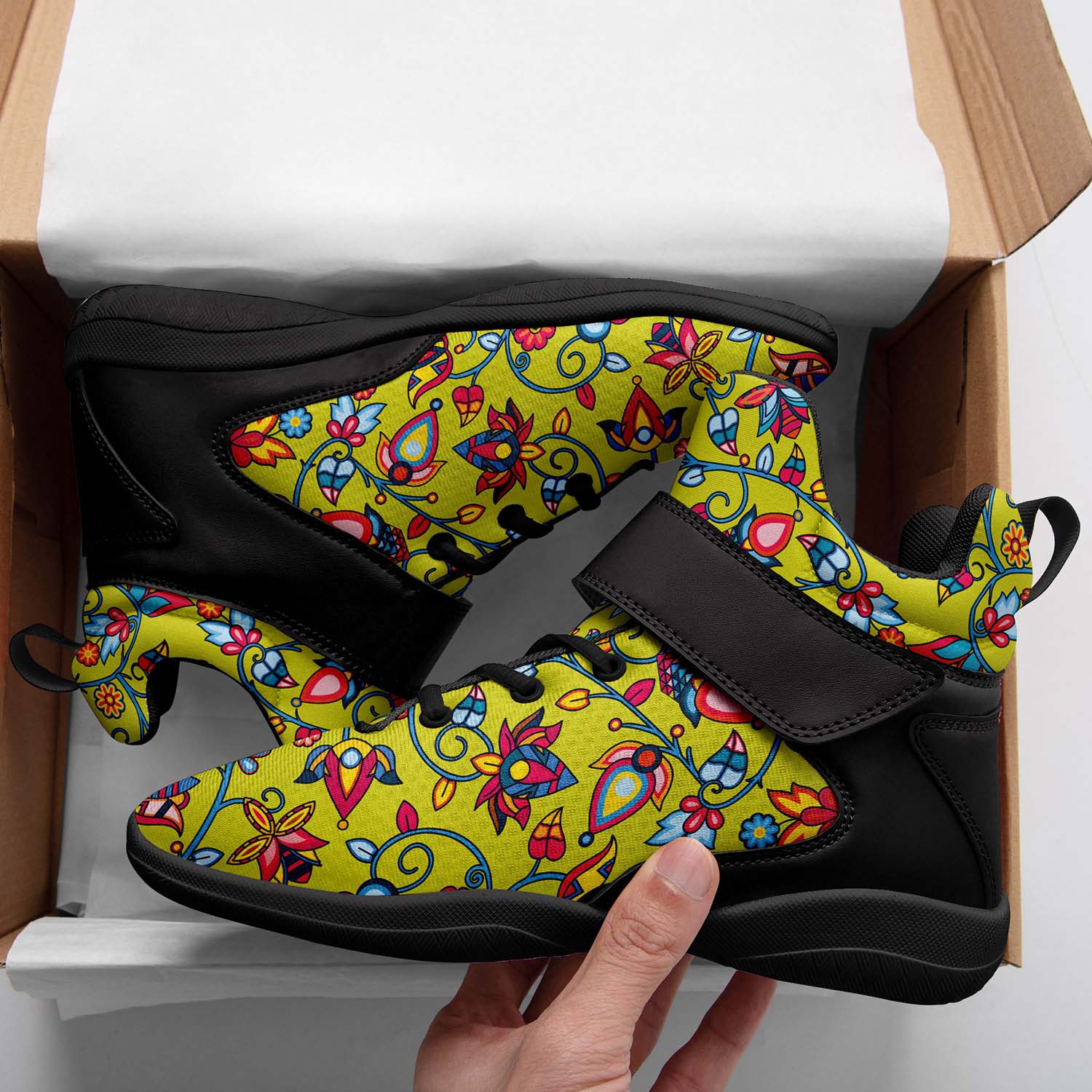 Thorny Path Yellow Ipottaa Basketball / Sport High Top Shoes - Black Sole