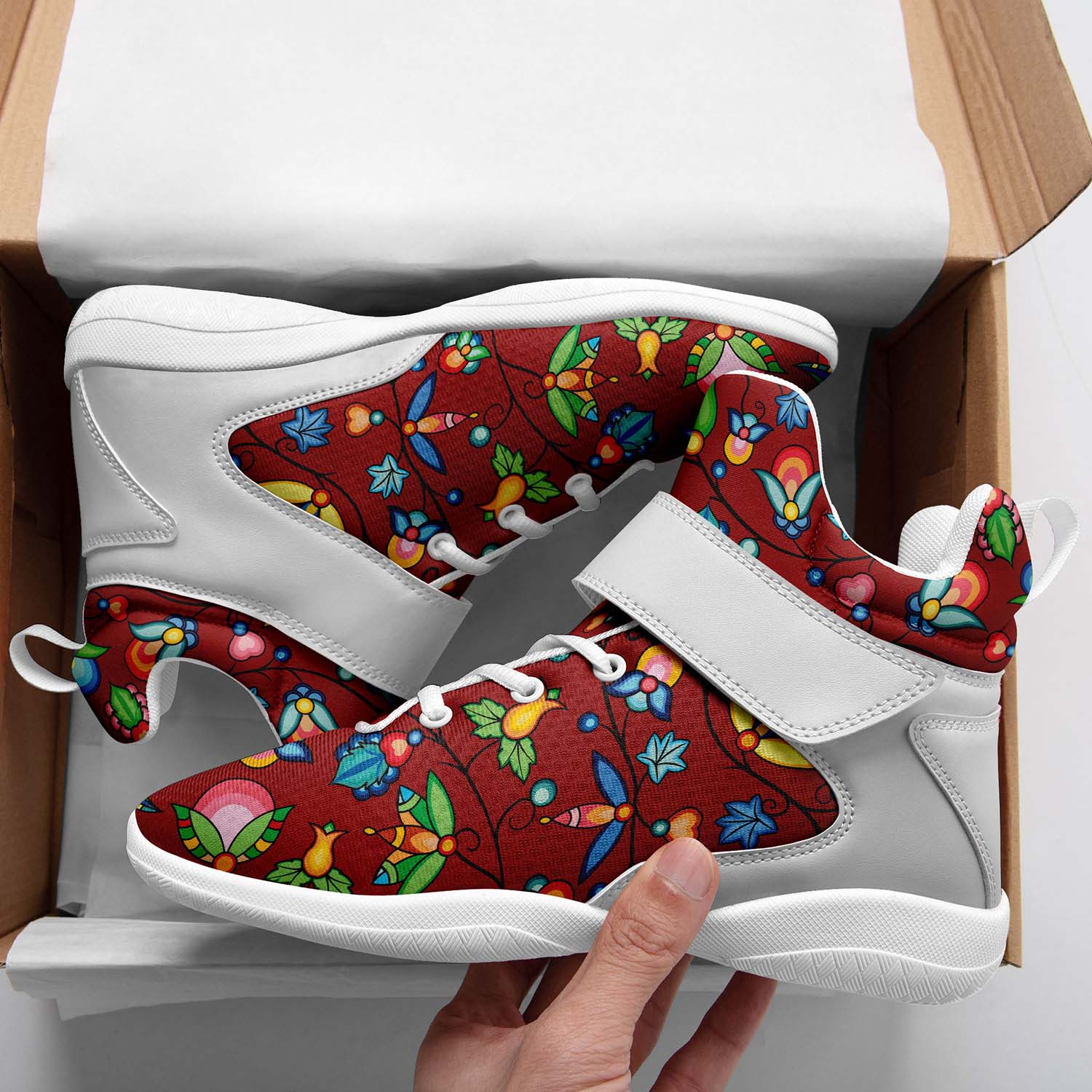 Prairie Plains Spirit Red Ipottaa Basketball / Sport High Top Shoes - White Sole