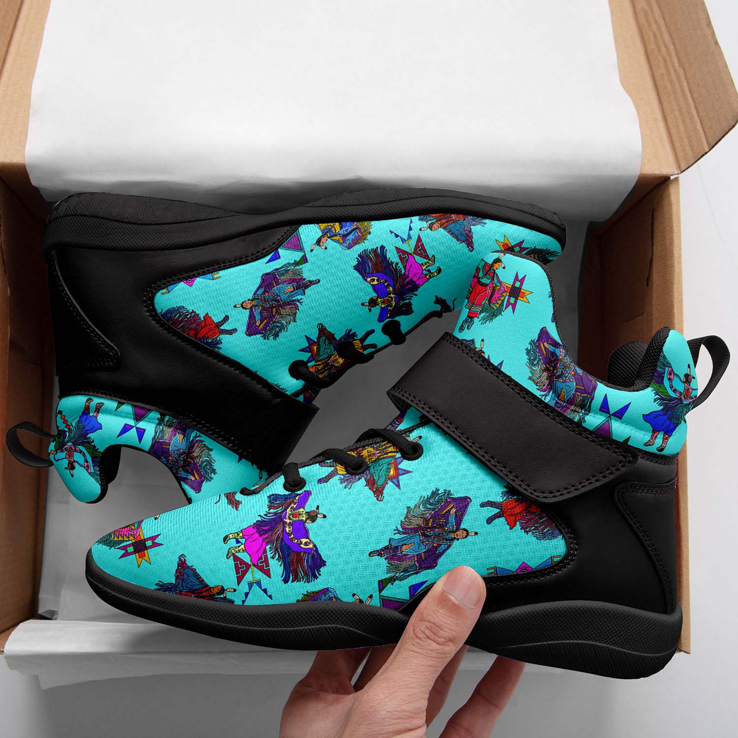 Women's Fancy Dancers Turquoise Ipottaa Basketball / Sport High Top Shoes - Black Sole