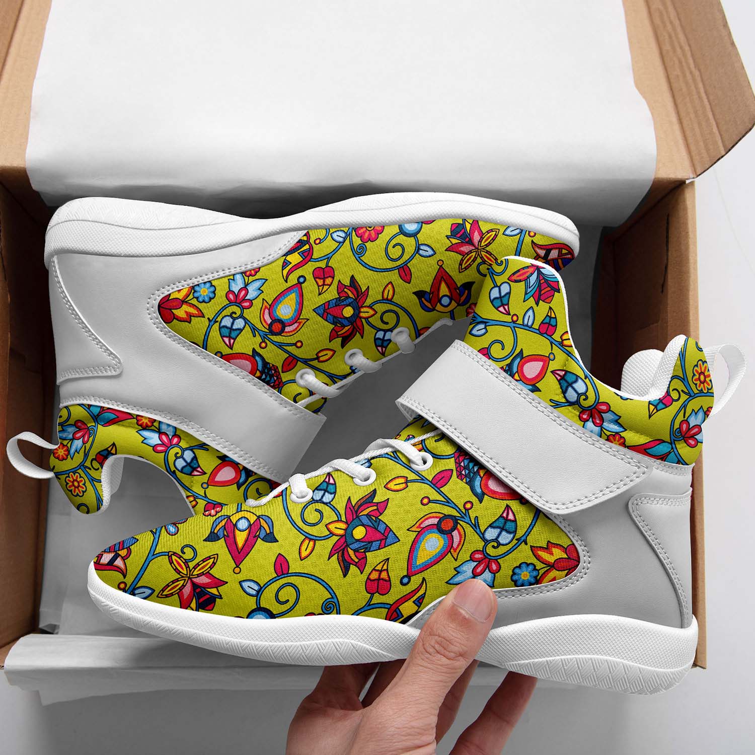 Thorny Path Yellow Ipottaa Basketball / Sport High Top Shoes - White Sole