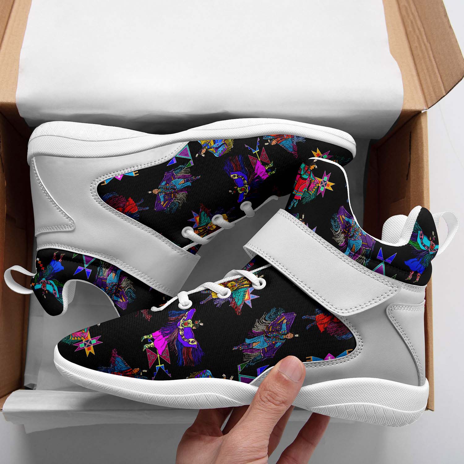Women's Fancy Dancers Black Ipottaa Basketball / Sport High Top Shoes - White Sole
