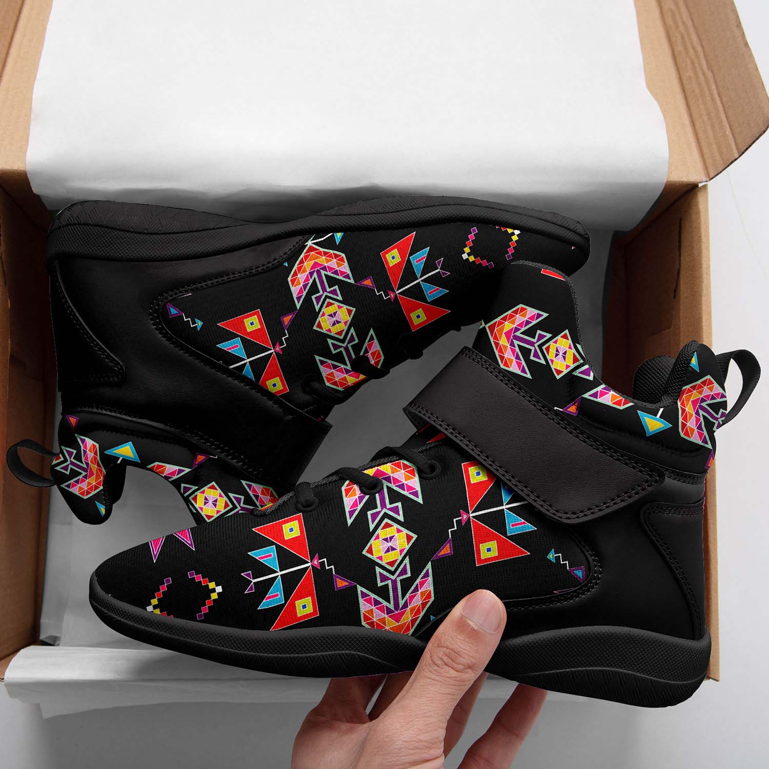 Scattered Generations Black Ipottaa Basketball / Sport High Top Shoes - Black Sole