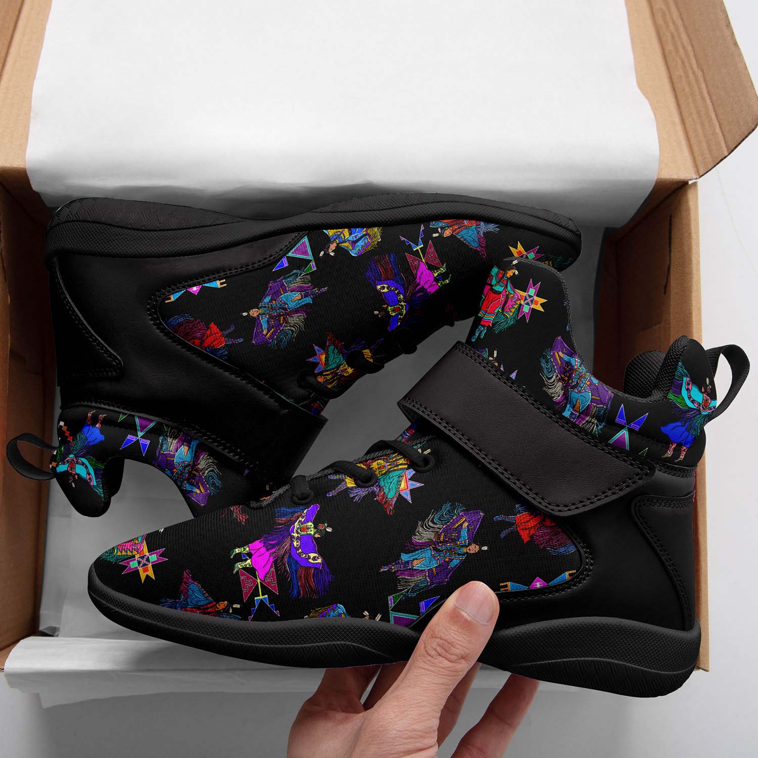 Women's Fancy Dancers Black Ipottaa Basketball / Sport High Top Shoes - Black Sole