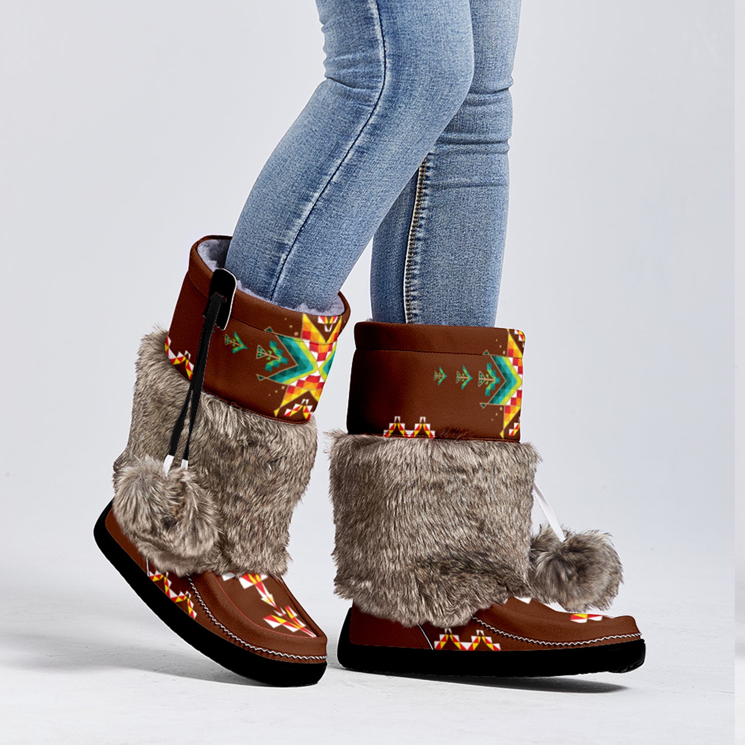 Aurora Petal Glow Real Leather MocLux Calf with Fur