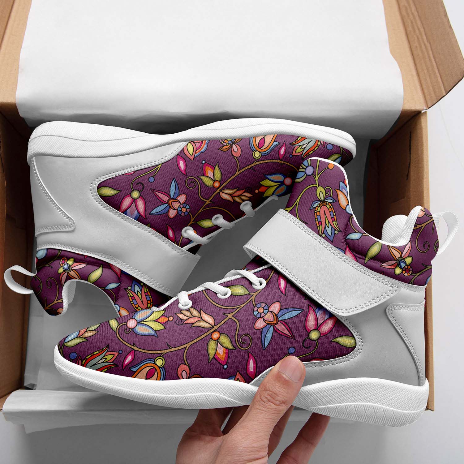 Buffalo Bloom Berry Bush Ipottaa Basketball / Sport High Top Shoes - White Sole