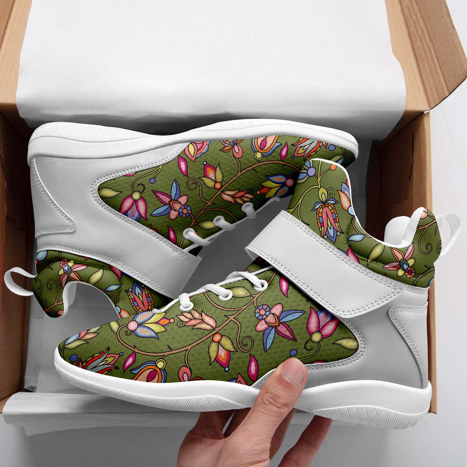 Buffalo Bloom Sage Ipottaa Basketball / Sport High Top Shoes - White Sole