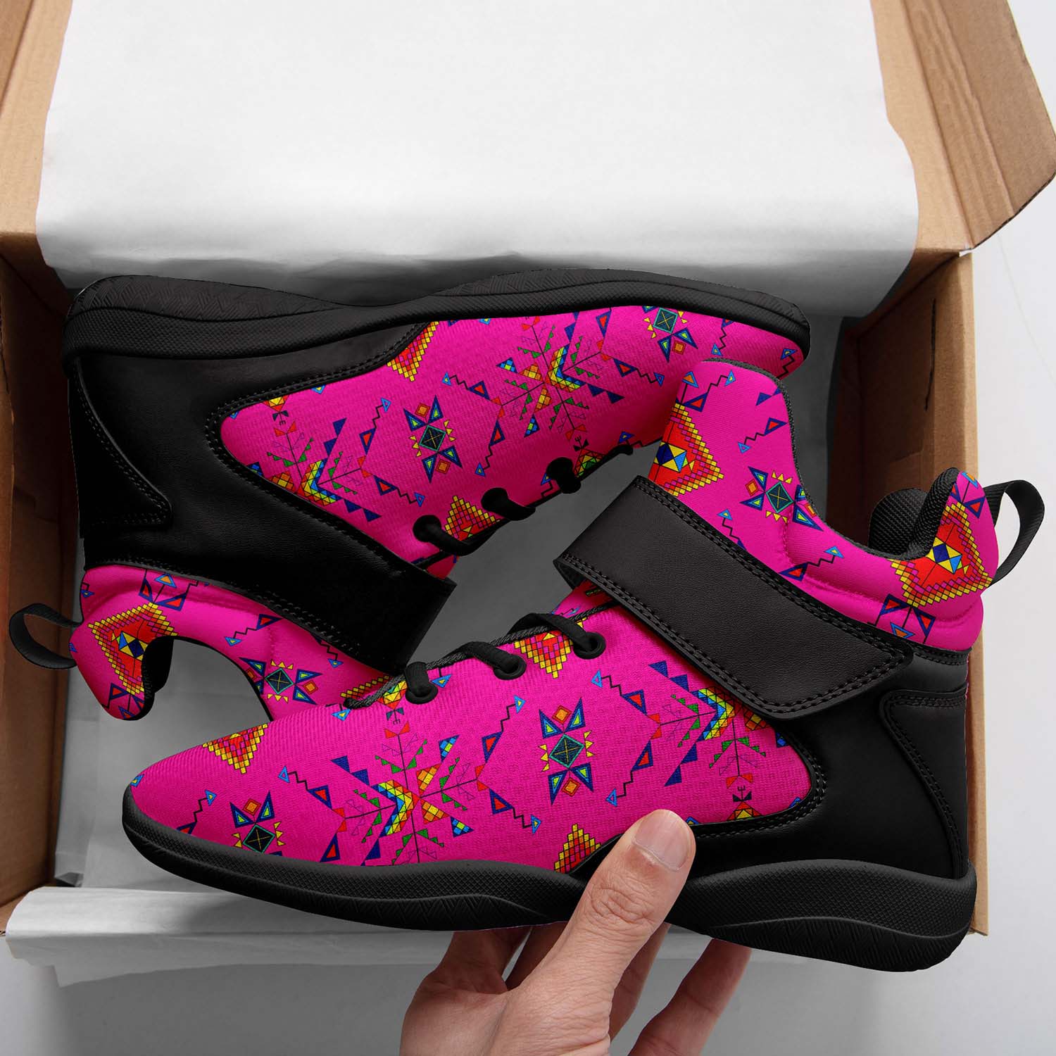 Buffalo Jump Pink Ipottaa Basketball / Sport High Top Shoes - Black Sole