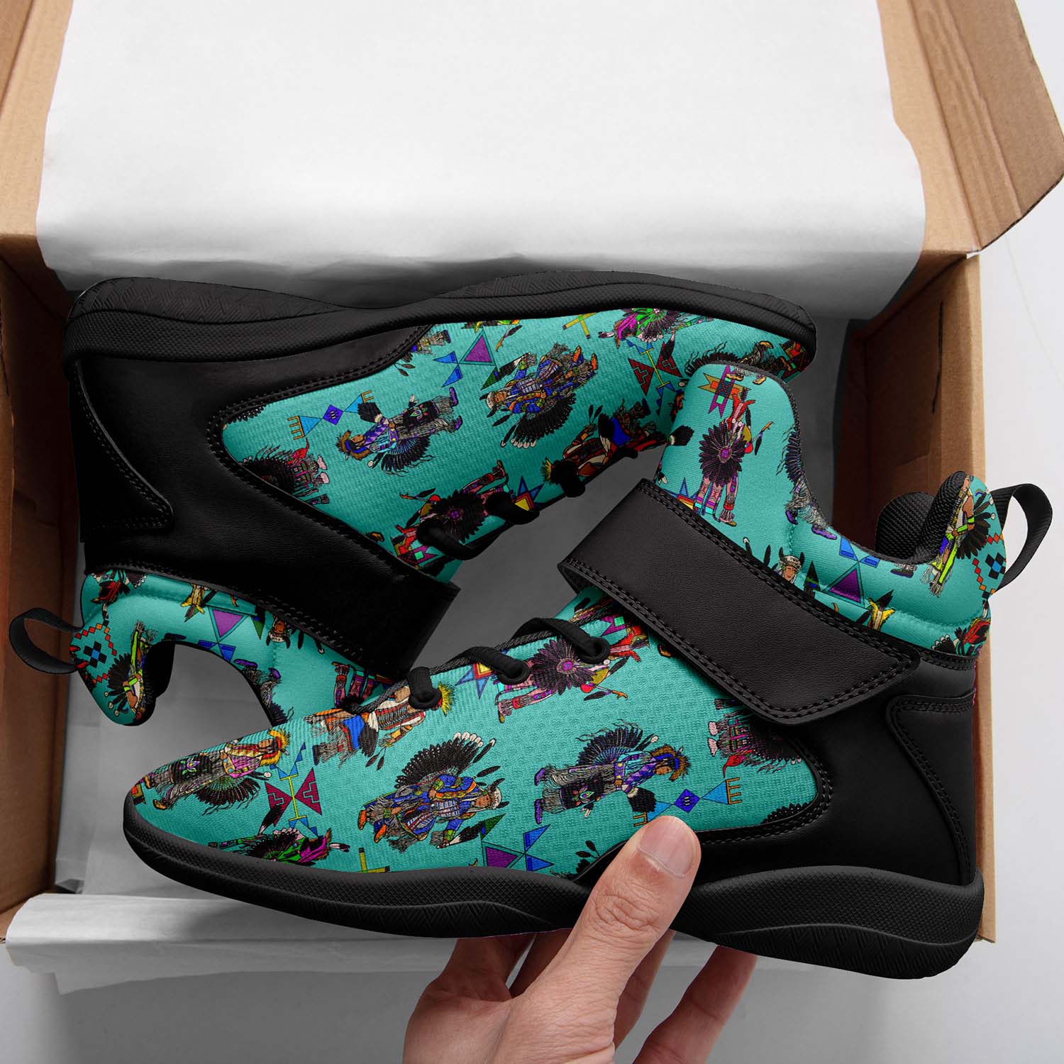 Men's Tradish Dancers Turquoise Ipottaa Basketball / Sport High Top Shoes - Black Sole